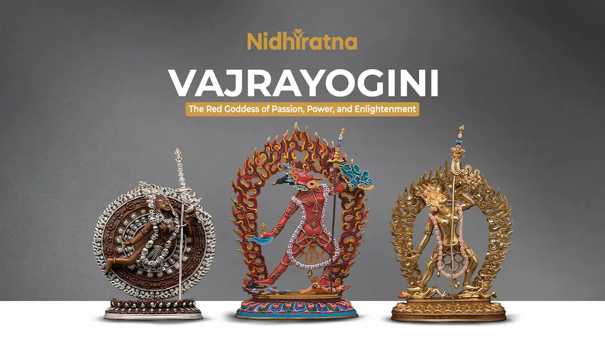 Vajrayoginoi, the red tantric goddess of Buddhist enlightenment, symbolizing passion, power, and spiritual transformation
