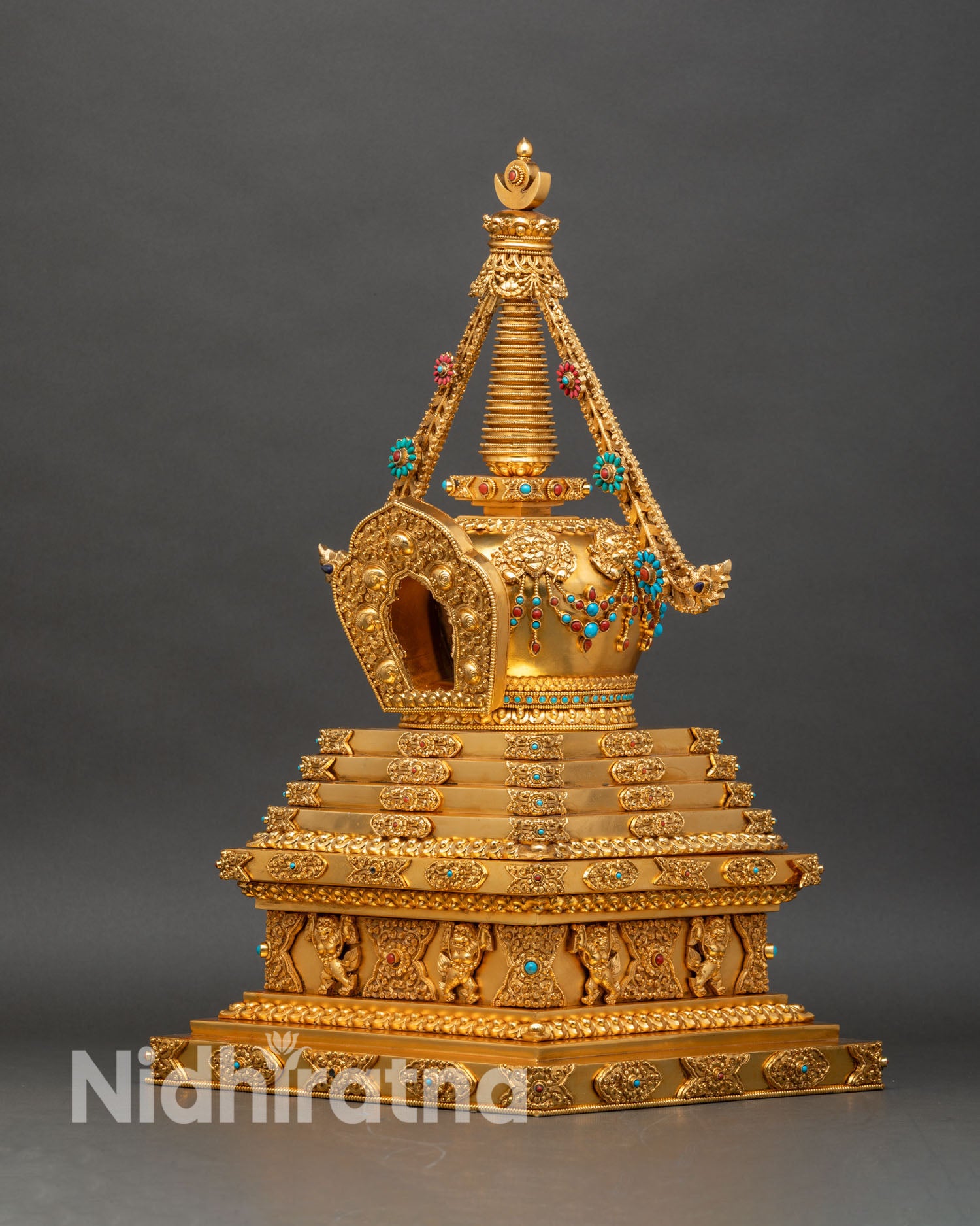 Copper Tibetan Stupa | Buddhist Shrine From Nepal