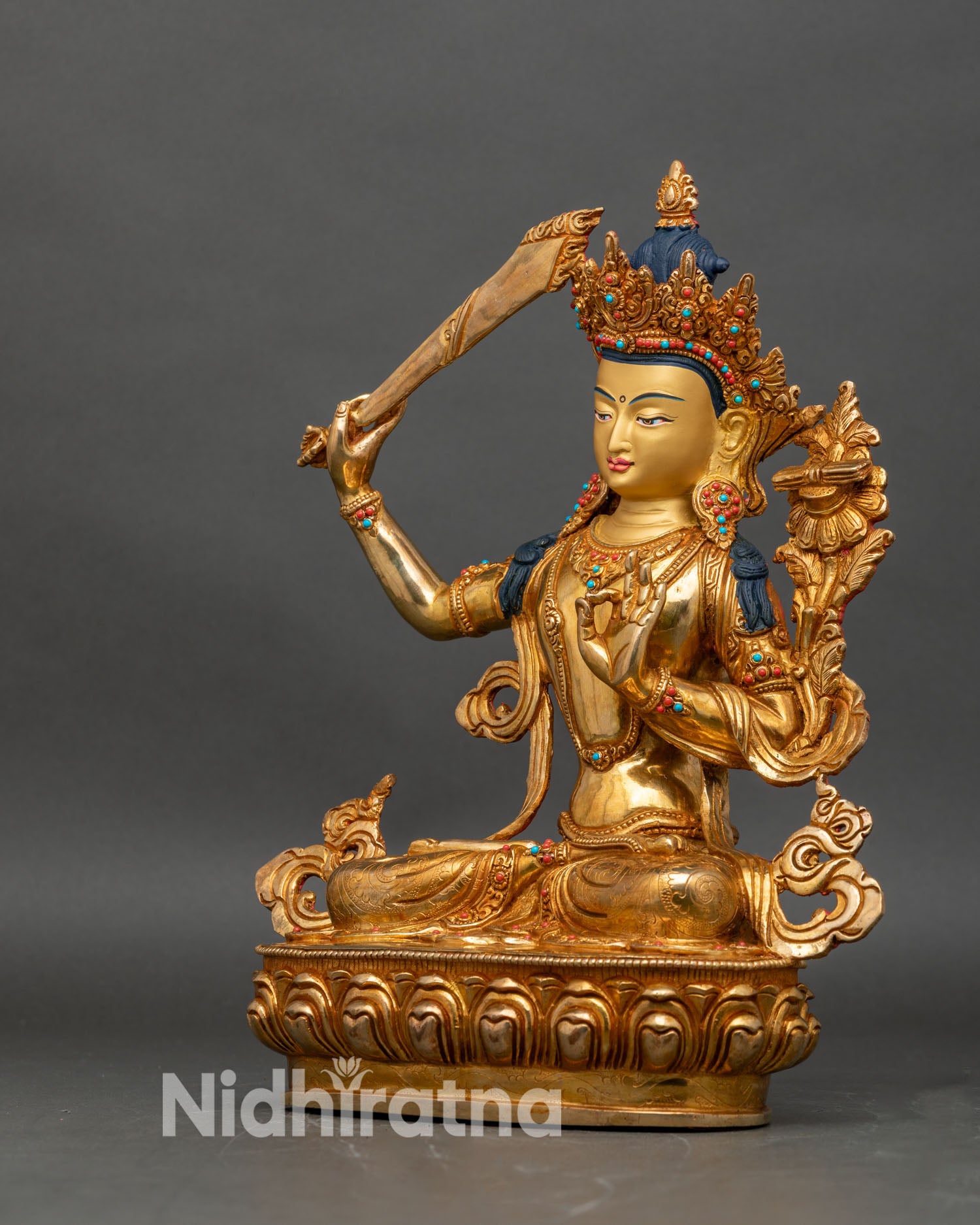 Sacred Manjushri Statue | Traditional Himalayan Art