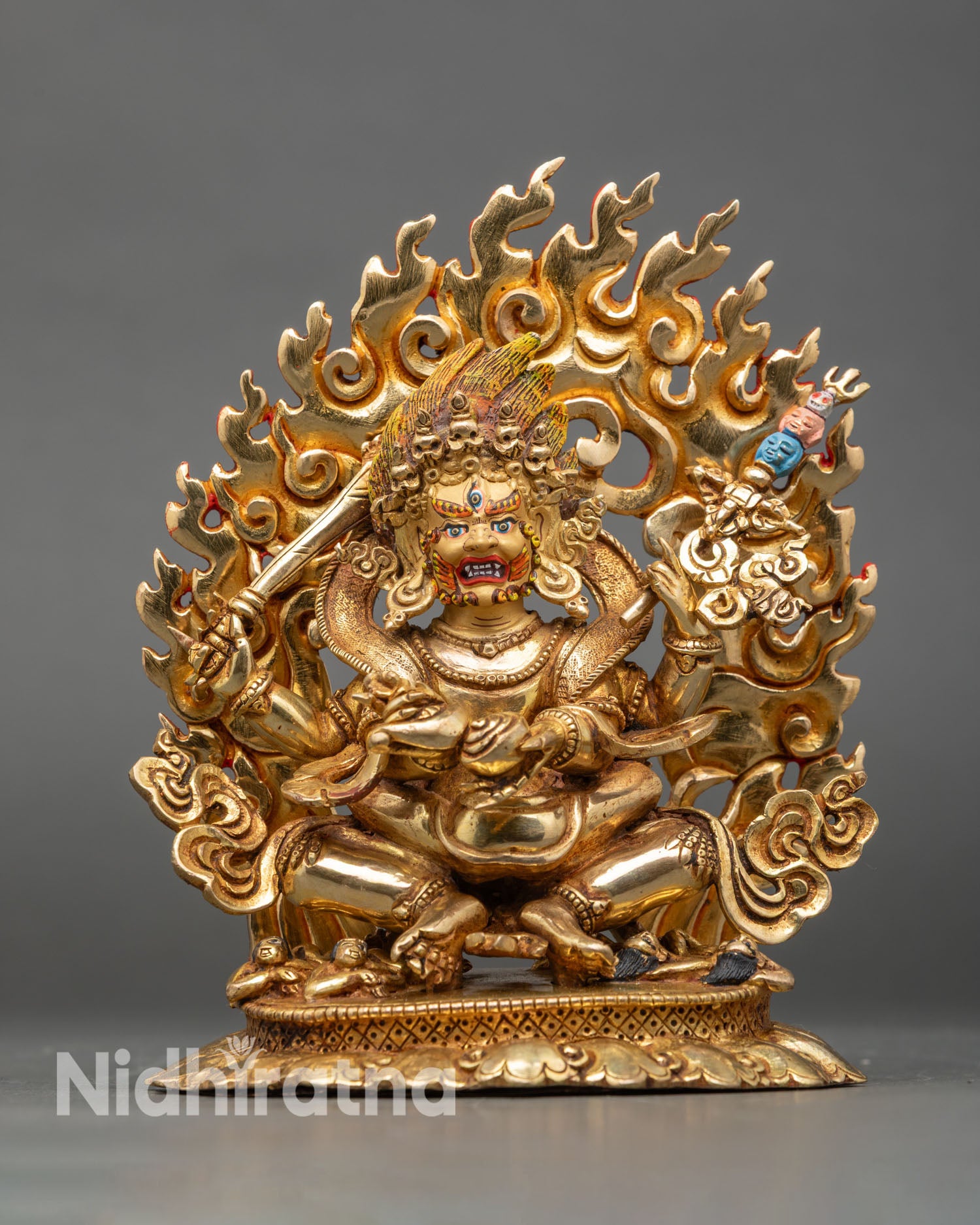 Four-Armed Mahakala Statue | Buddhist Protector Deity Art