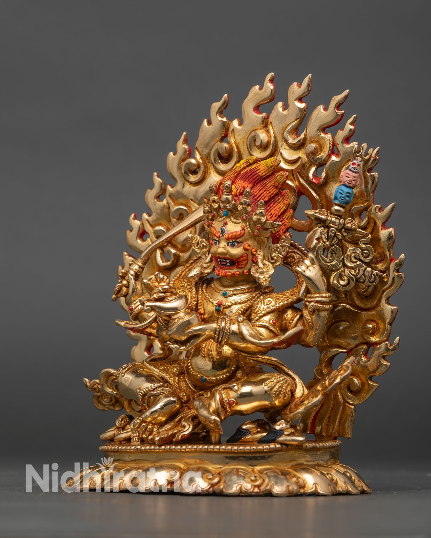 Four-Armed Mahakala Statue | Authentic Tibetan Sacred Art