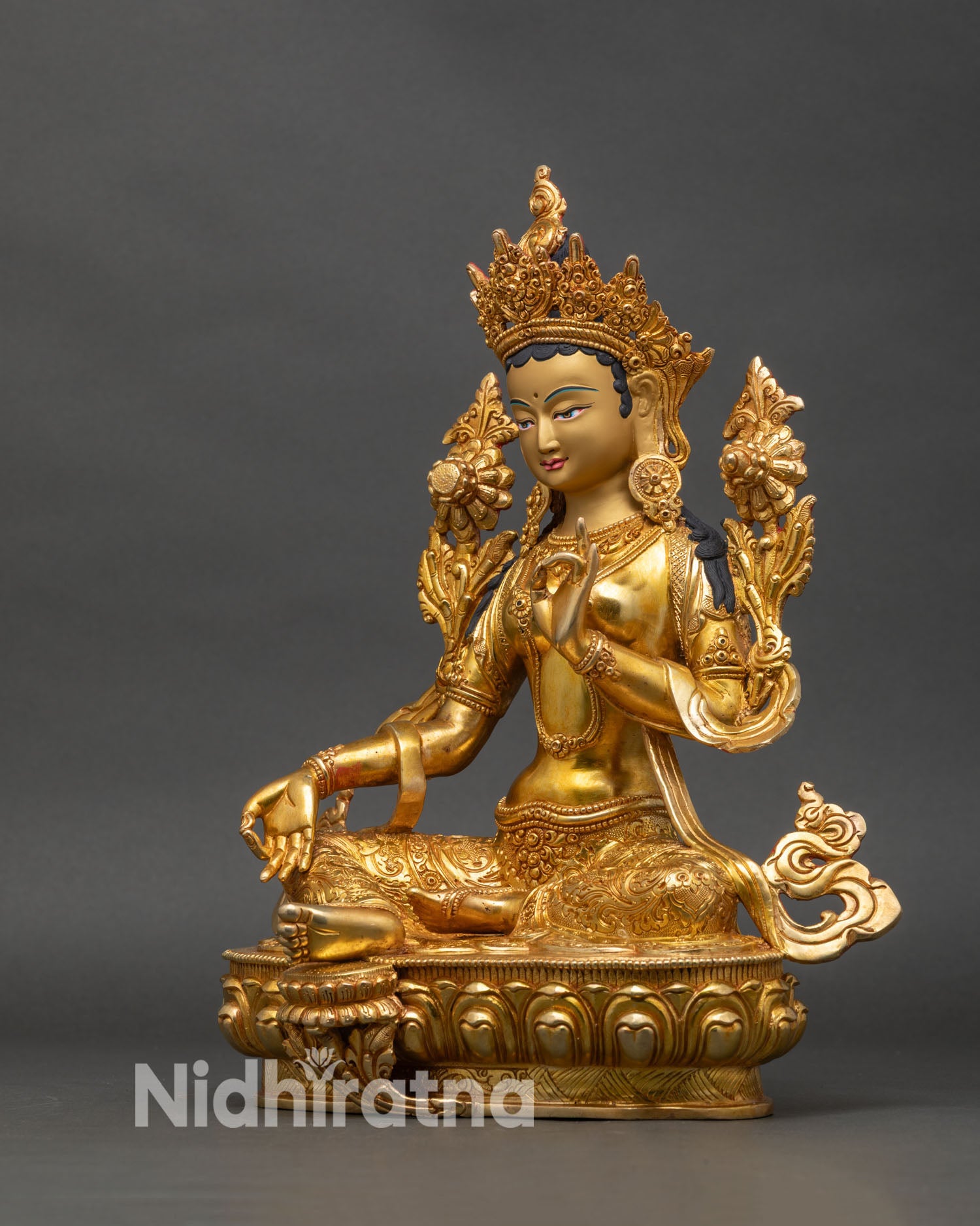 Green Tara Statue | Buddhist Art for Spiritual Decor