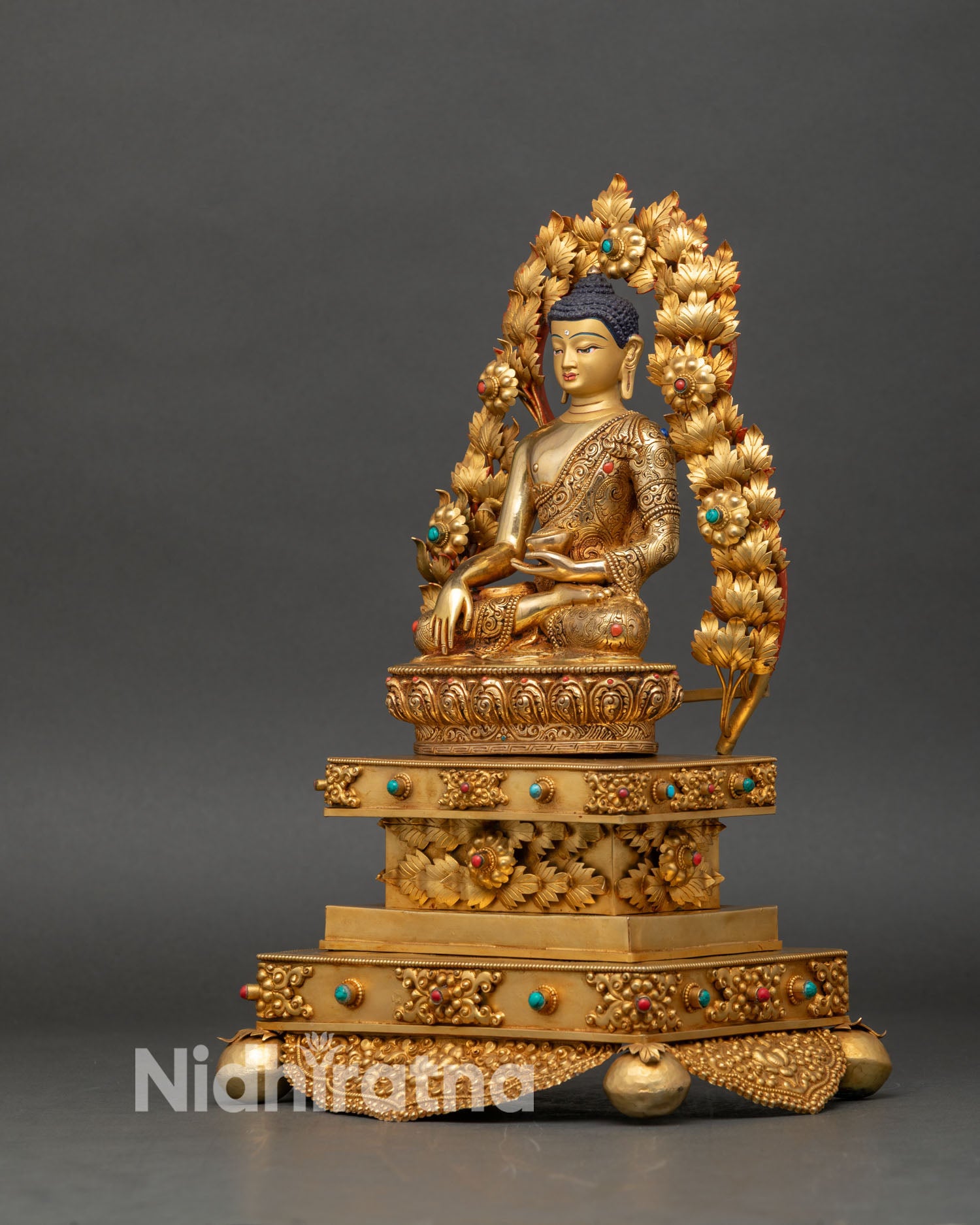 Shakyamuni Buddha Statue with Throne | Handcrafted in Nepal