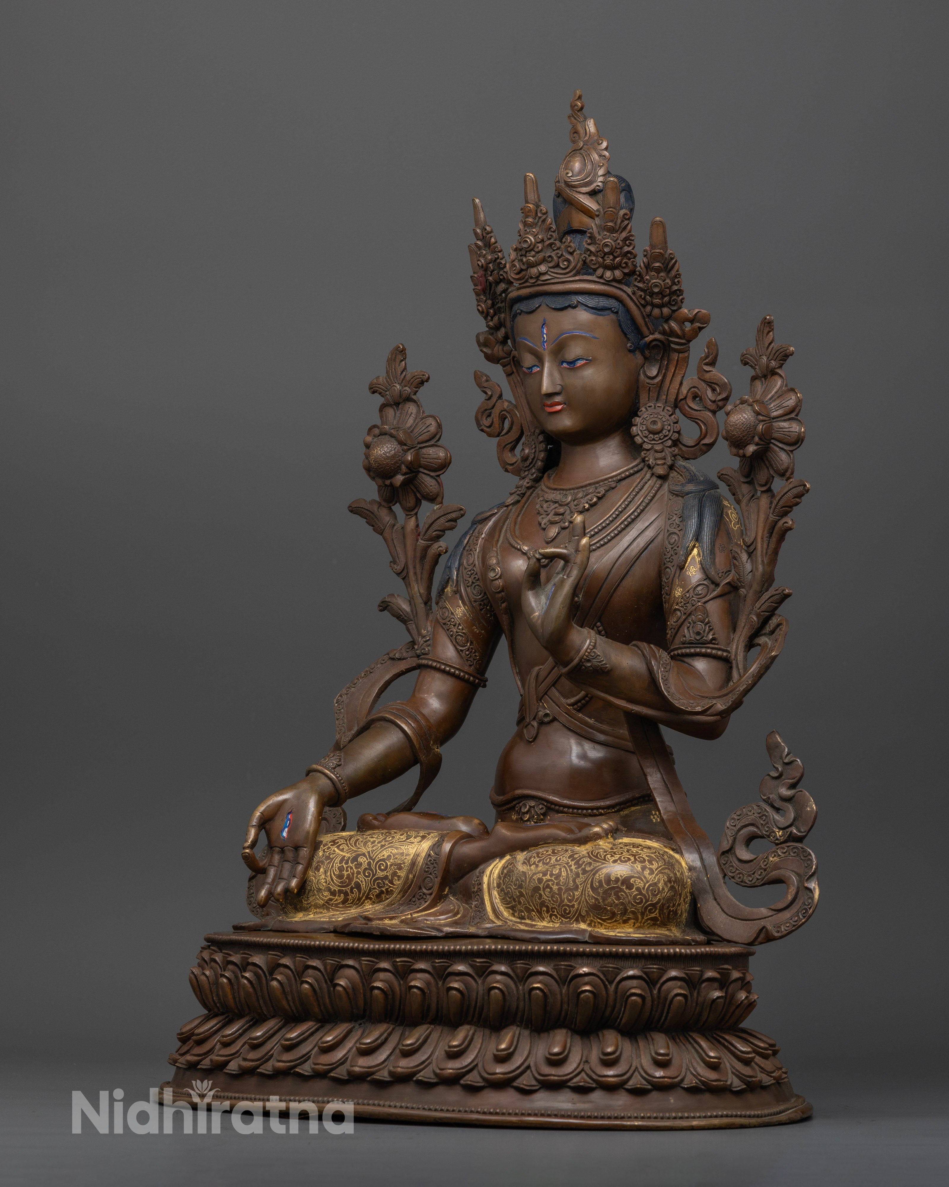 Antique Finish White Tara Statue for Spiritual Connection