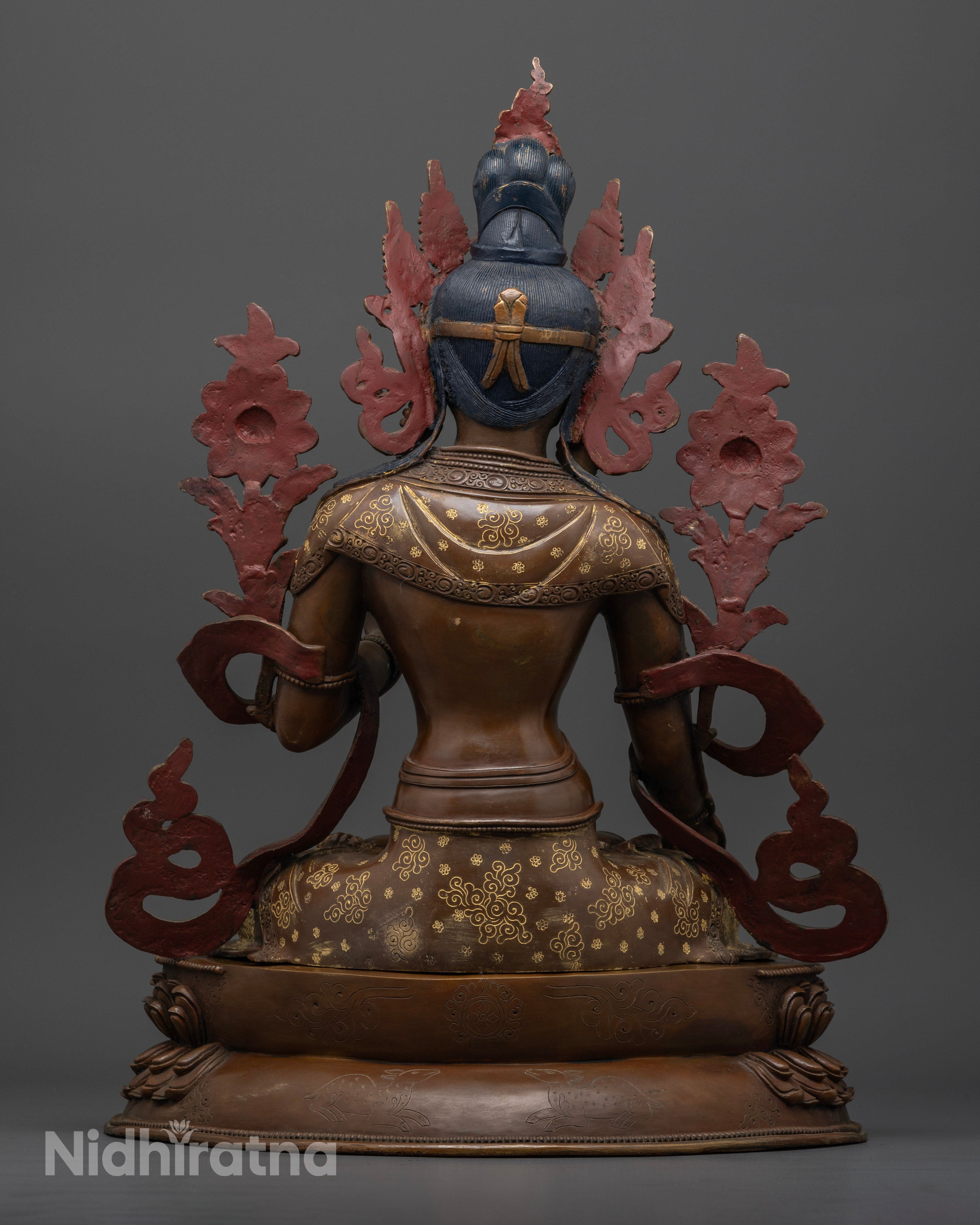 Antique Finish White Tara Statue for Spiritual Connection
