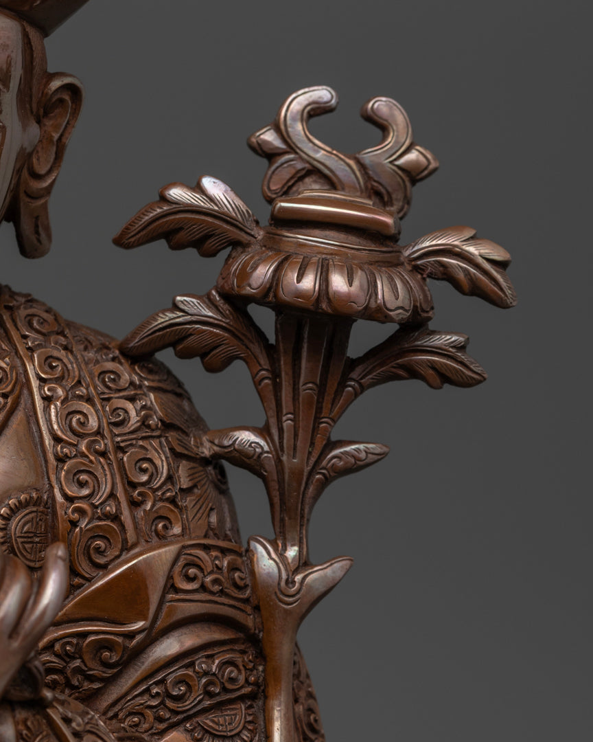 Elegant 16th Karmapa spiritual statue
| Intricate 16th Karmapa statue design | Oxidized copper 16th Karmapa statue