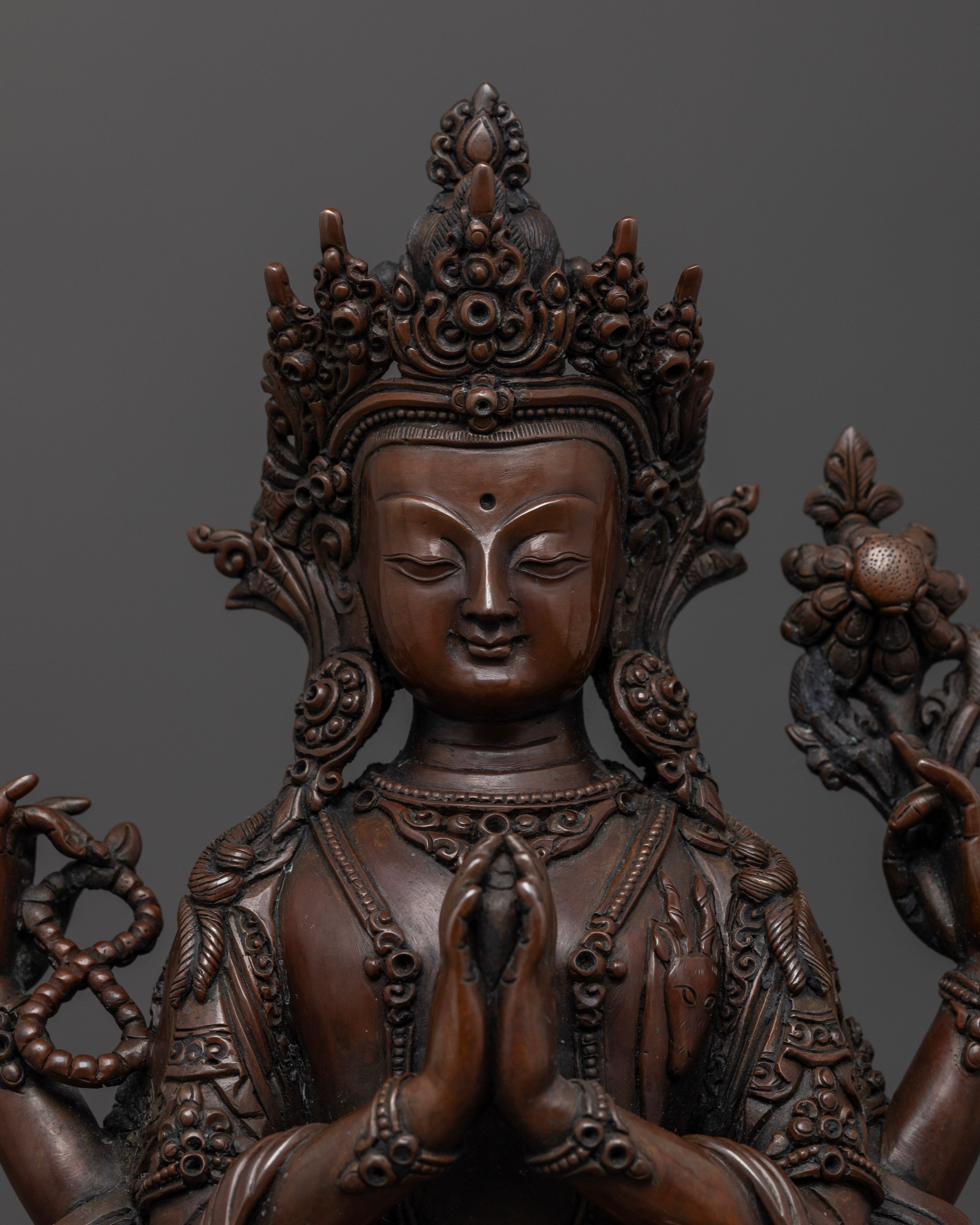Nepalese Oxidized Chenrezig Statue