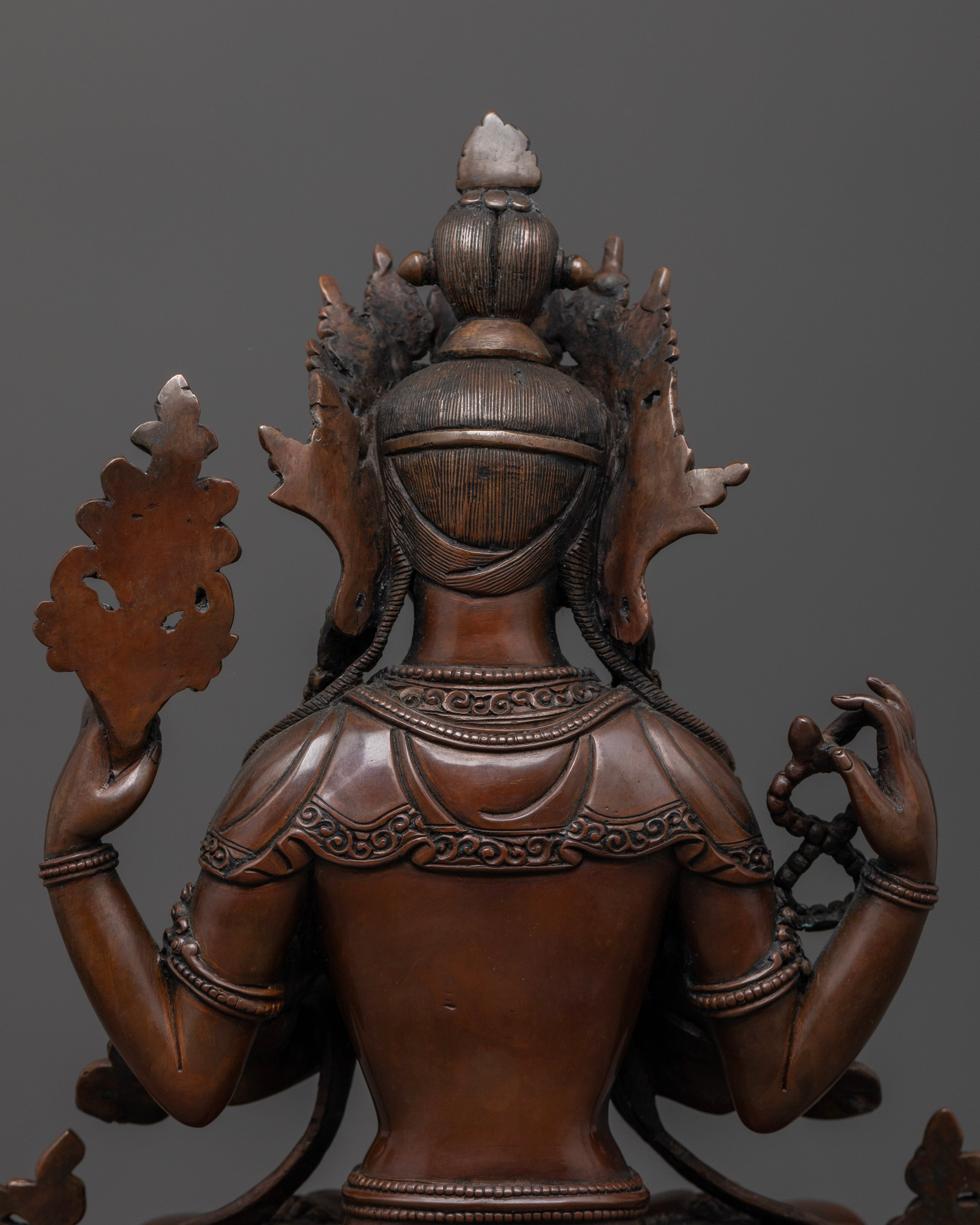 Nepalese Oxidized Chenrezig Statue