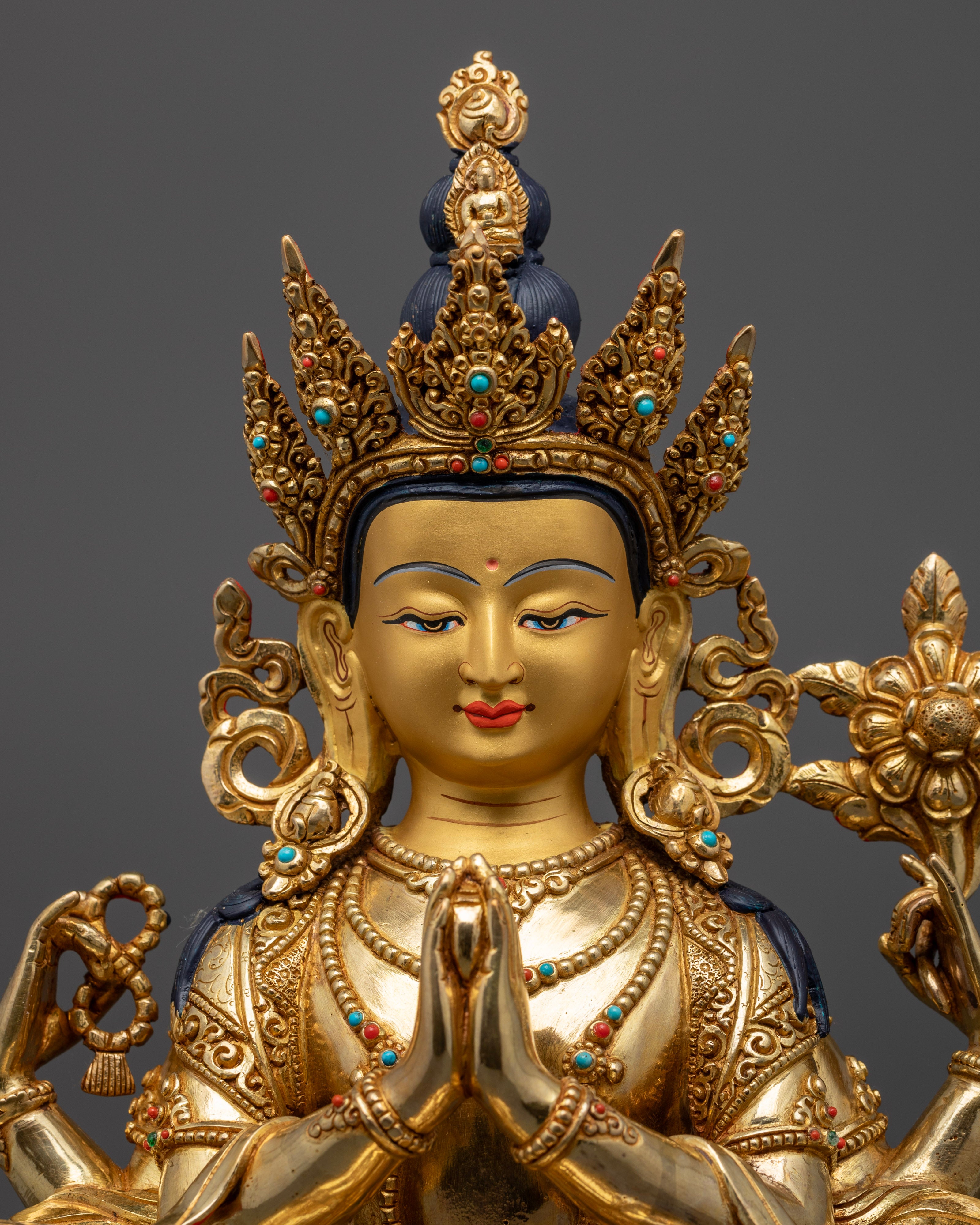 Tibetan Chenrezig Shadakshari Lokeshvara Statue