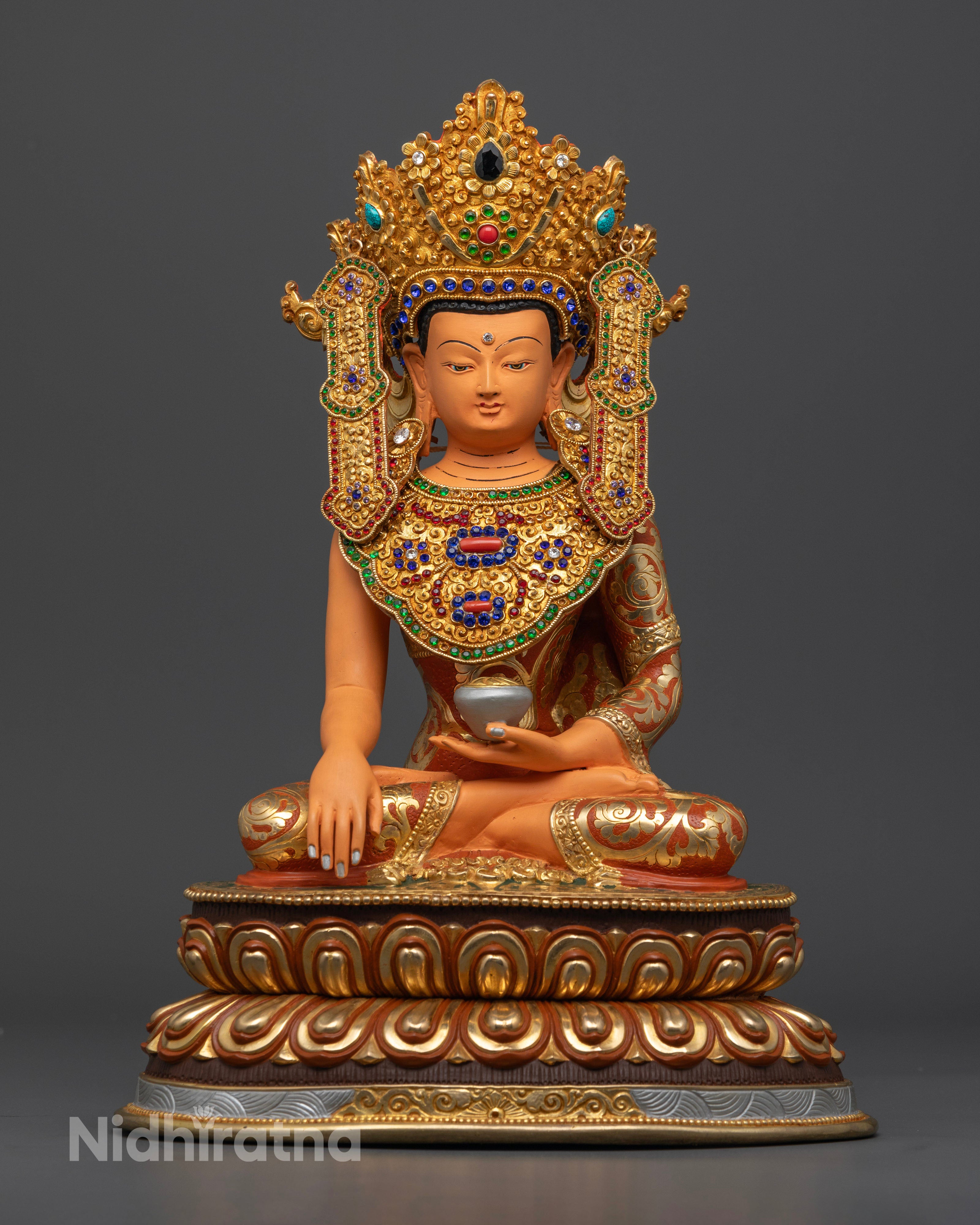 Sacred Vajrayana Crowned Shakyamuni Buddha Statue
