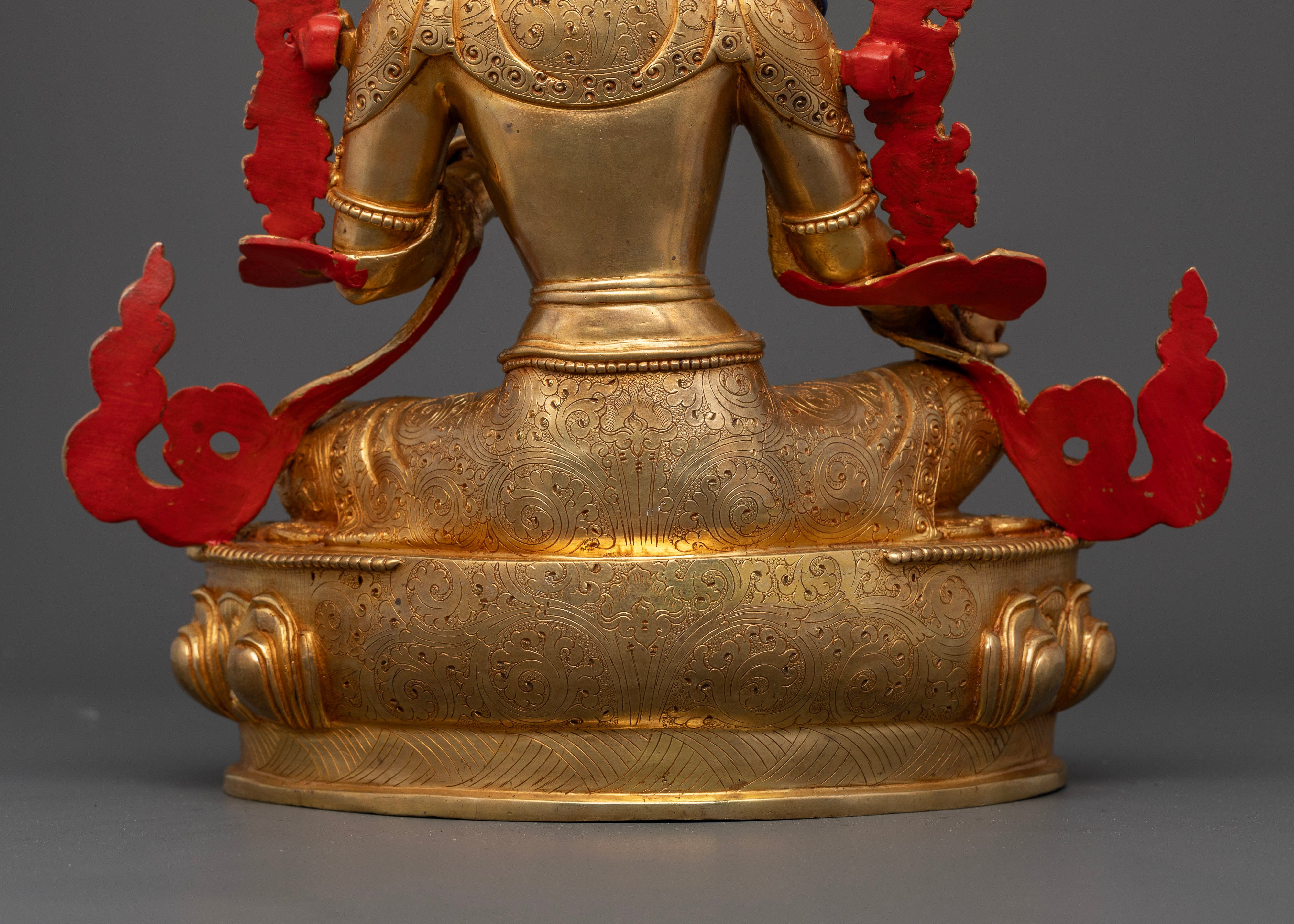 Gold Gilded Green Tara Statue