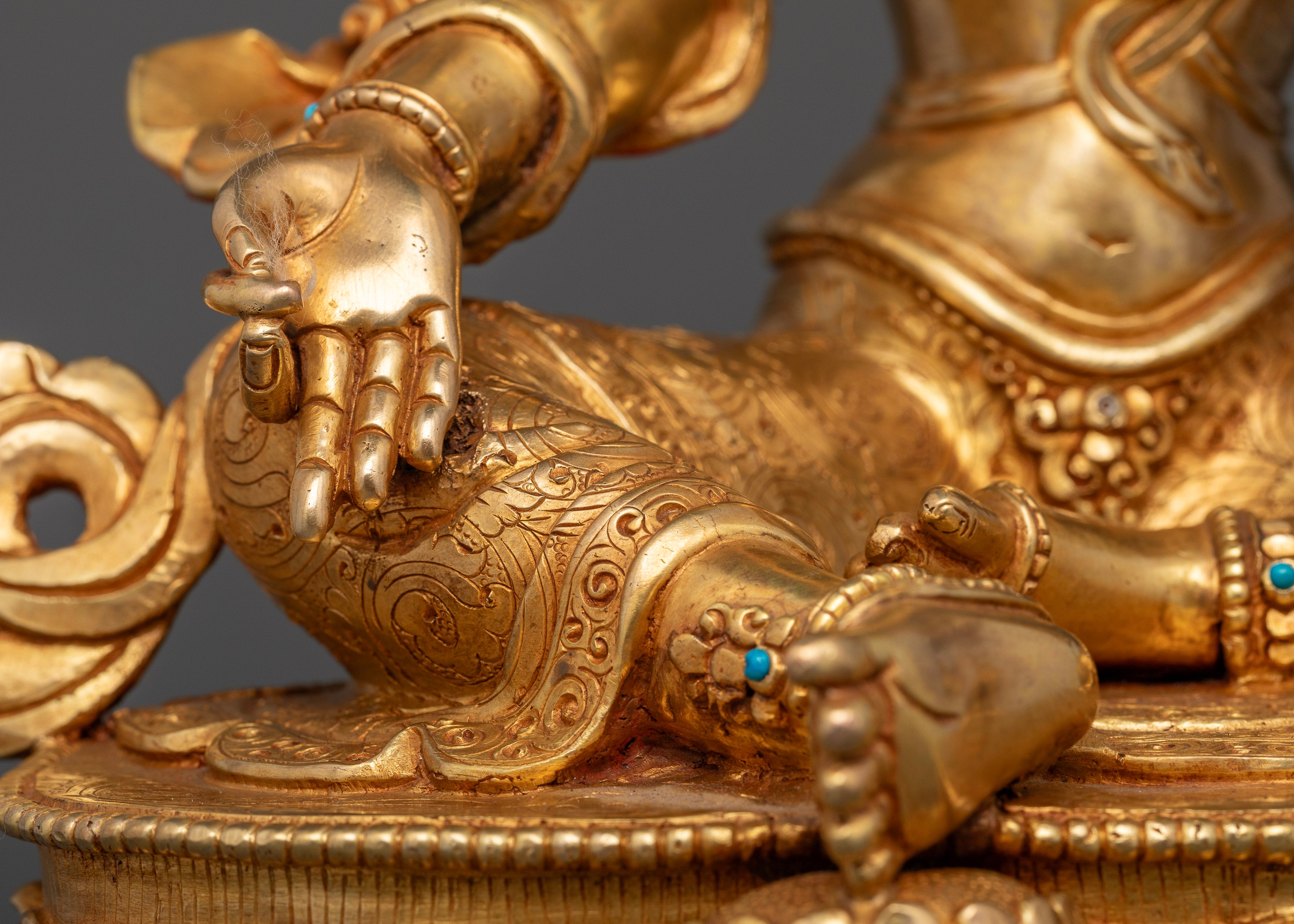 Gold Gilded Green Tara Statue