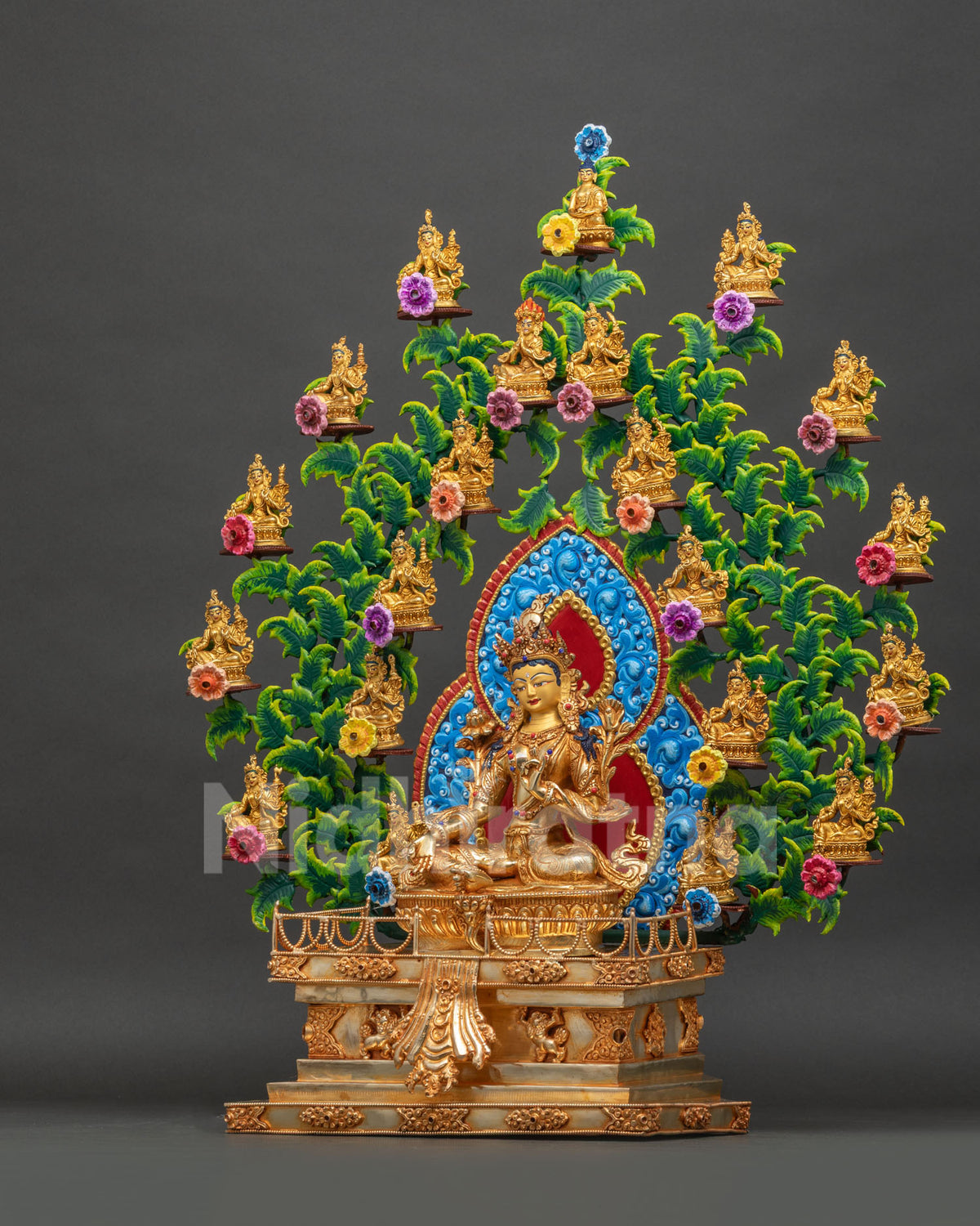 21 Tara Statue Set - Left Side View, Nepali Buddhist Sculpture