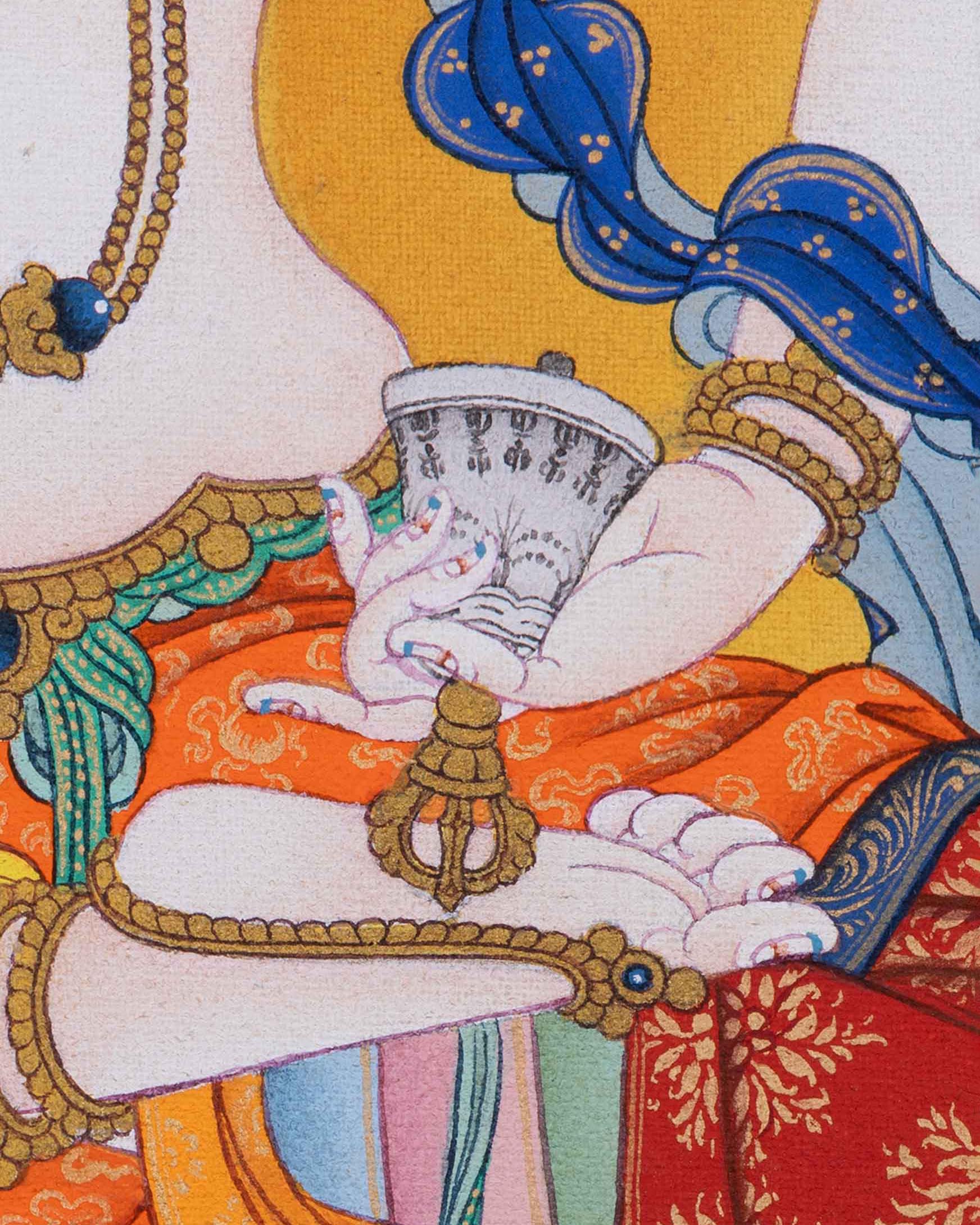Vajrasattva With Chenrezig and Namgyalma Thangka Print