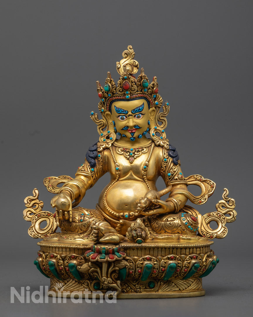 24K Gold Dzambhala Statue | Handcrafted Wealth Deity from Nepal