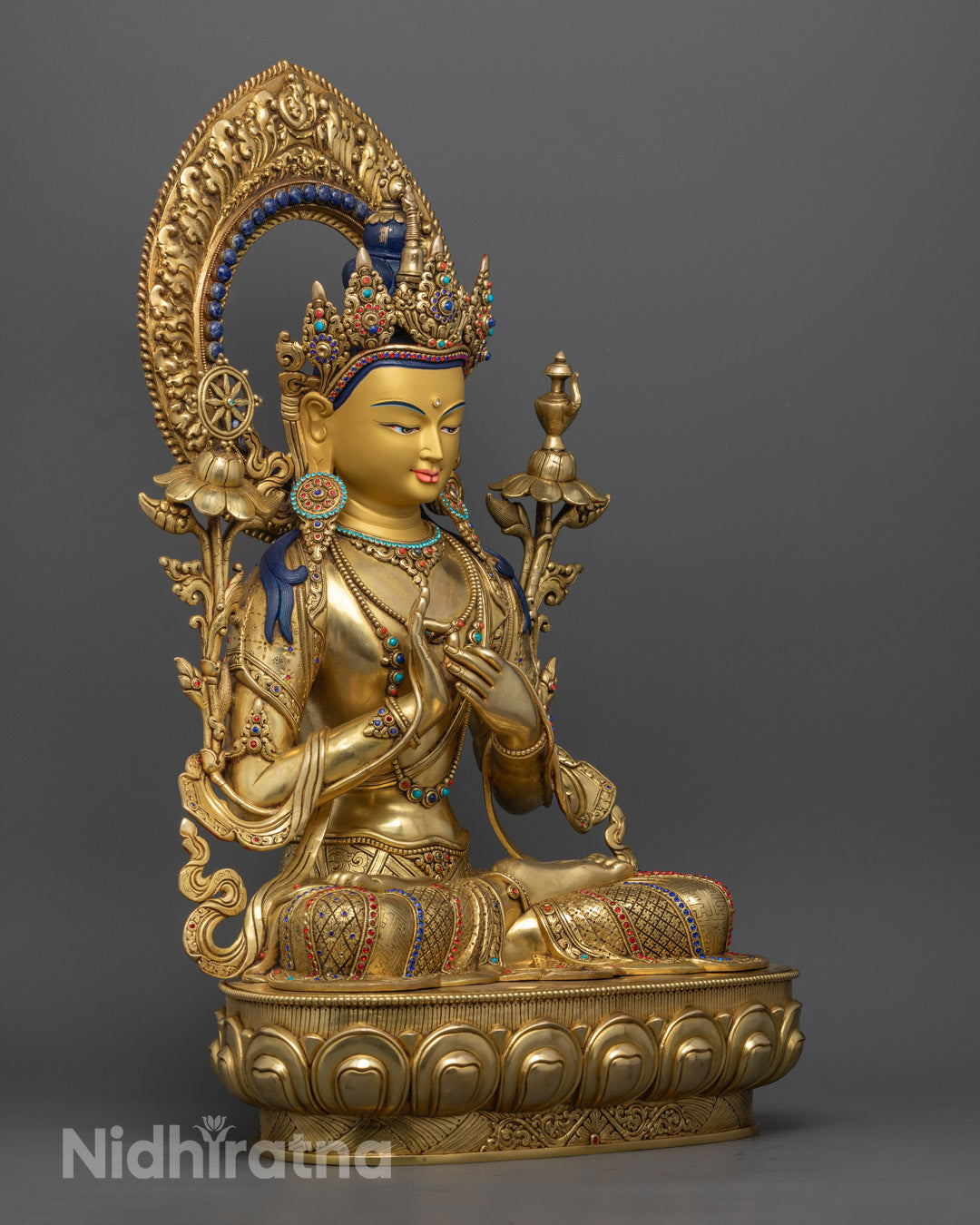 24K Gold Gilded Maitreya Buddha Statue – Sacred Buddhist Home Decor