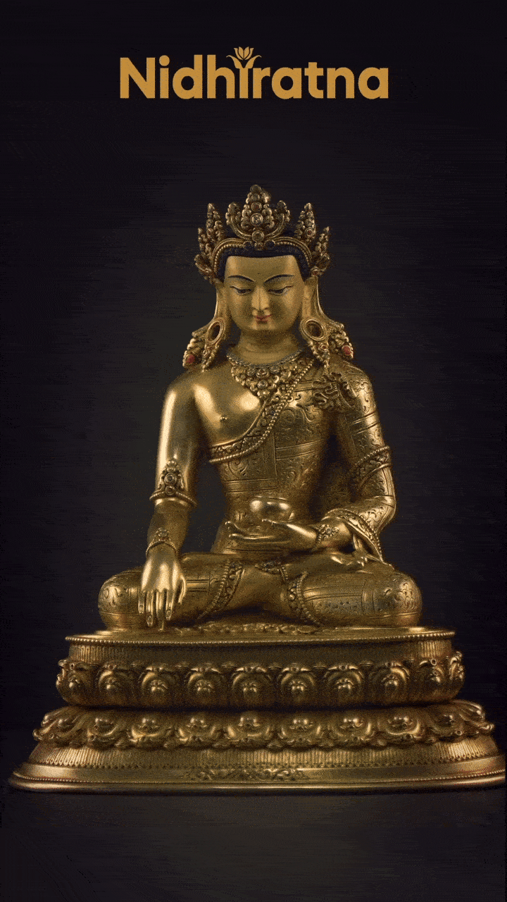 Shakyamuni Buddha wearing Crown Sculpture | Royal Buddha of Enlightenment and Wisdom