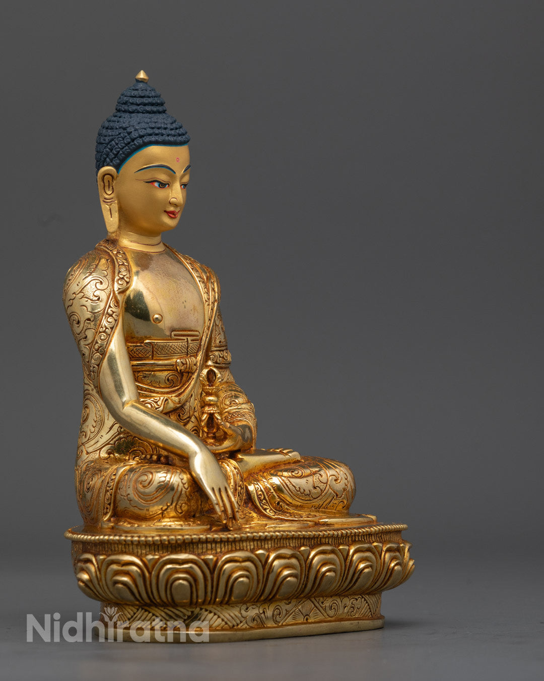 24K Gold Gilded Mitrugpa Buddha Statue with Hollow Chamber for Mantras and Sacred Materials