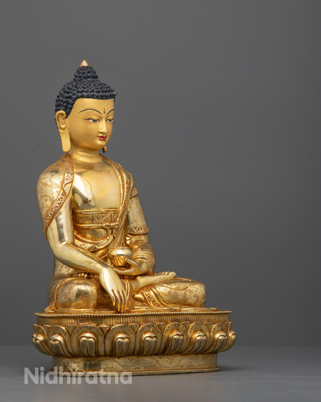 24k Gold-Gilded Shakyamuni Buddha Statue | Acrylic Painted | Spiritual Decor