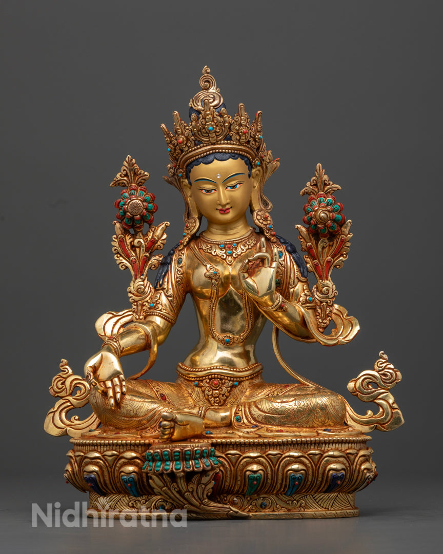 Divine Green Tara Statue | Handcrafted Tibetan Buddhist Deity