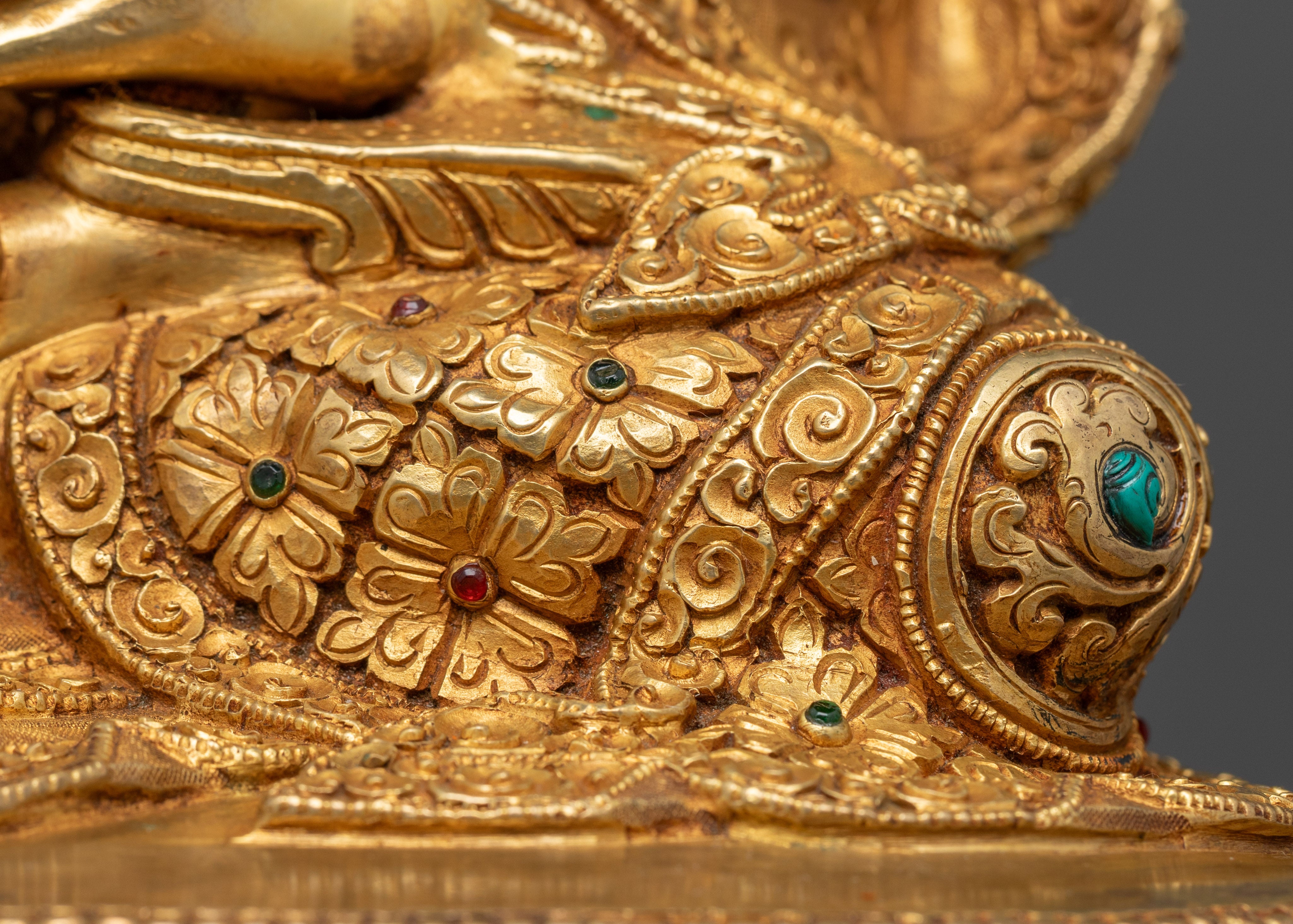 Sacred Padmasambhava Statue on Throne: Unique Nepalese Sculpture