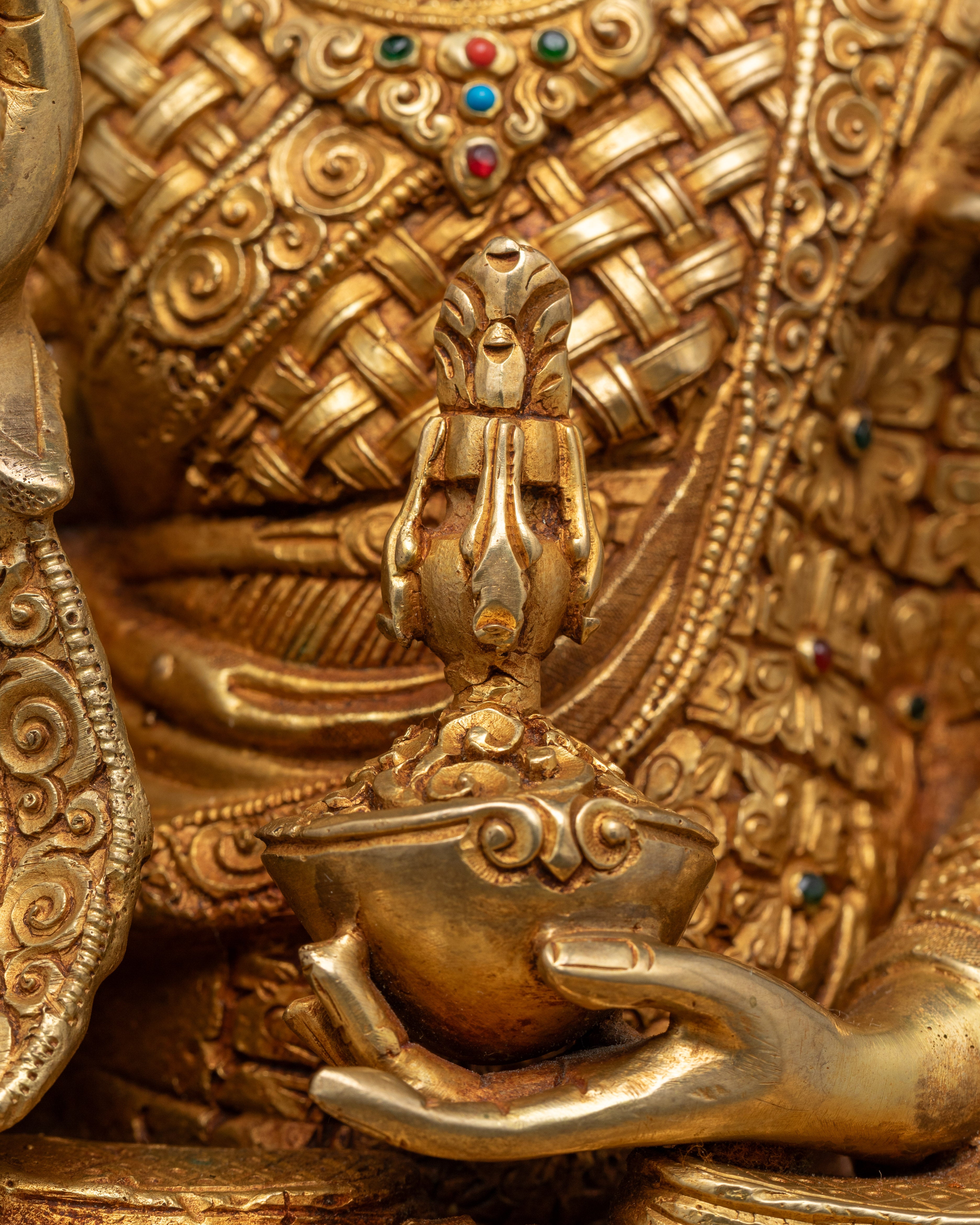 Sacred Padmasambhava Statue on Throne: Unique Nepalese Sculpture