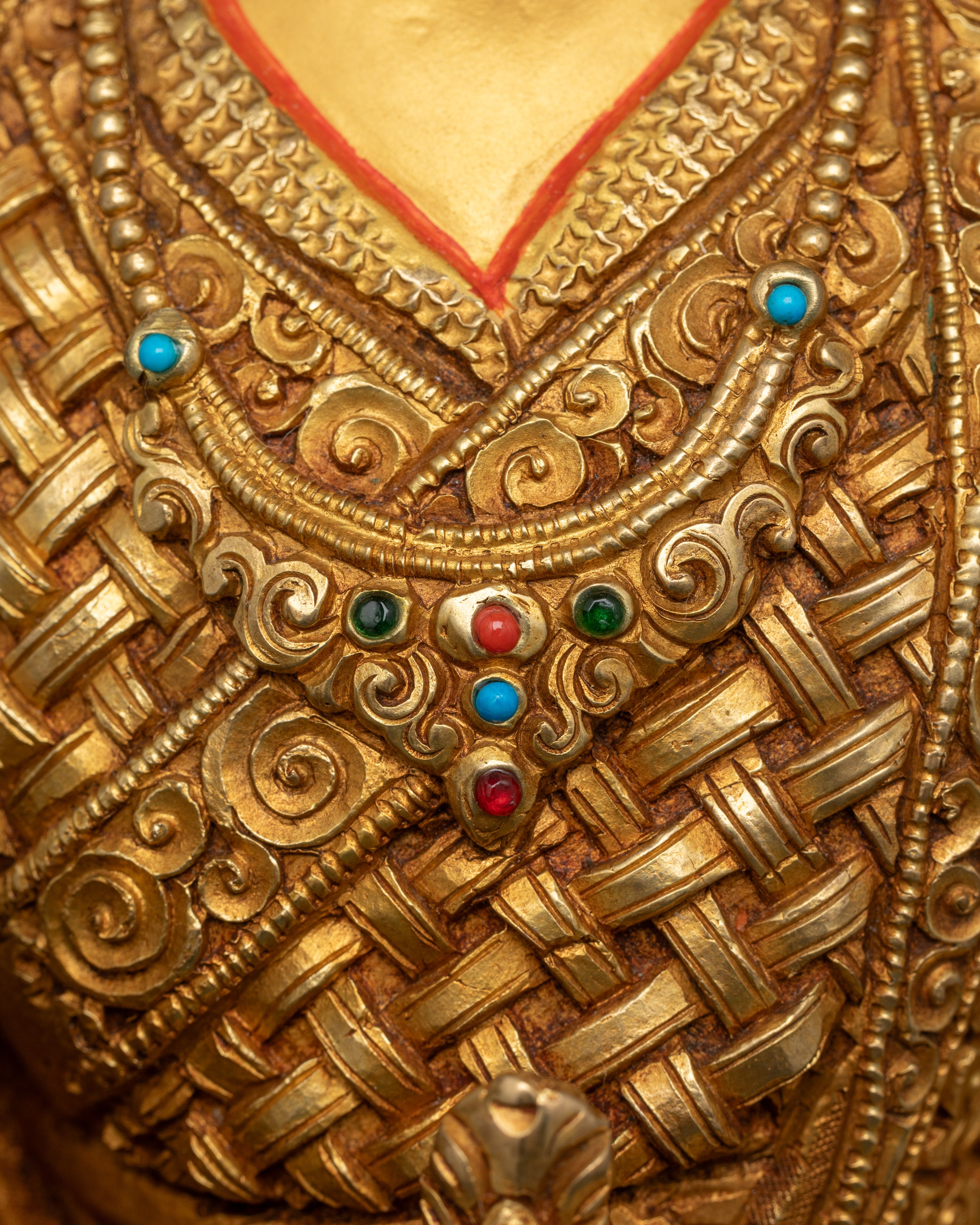 Sacred Padmasambhava Statue on Throne: Unique Nepalese Sculpture