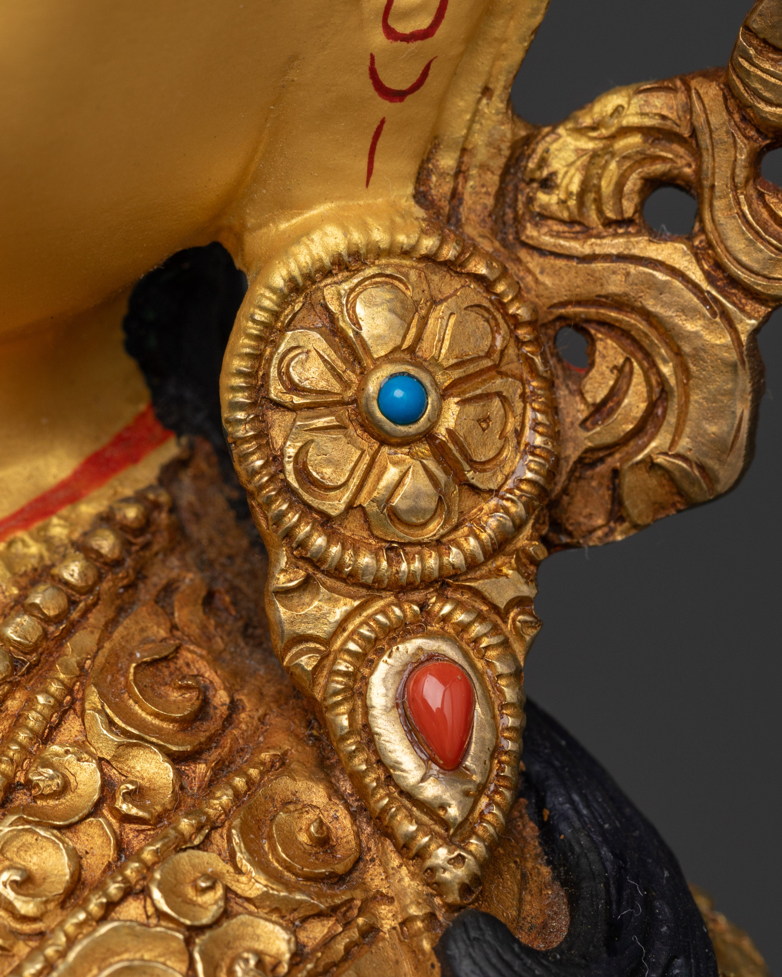 Sacred Padmasambhava Statue on Throne: Unique Nepalese Sculpture