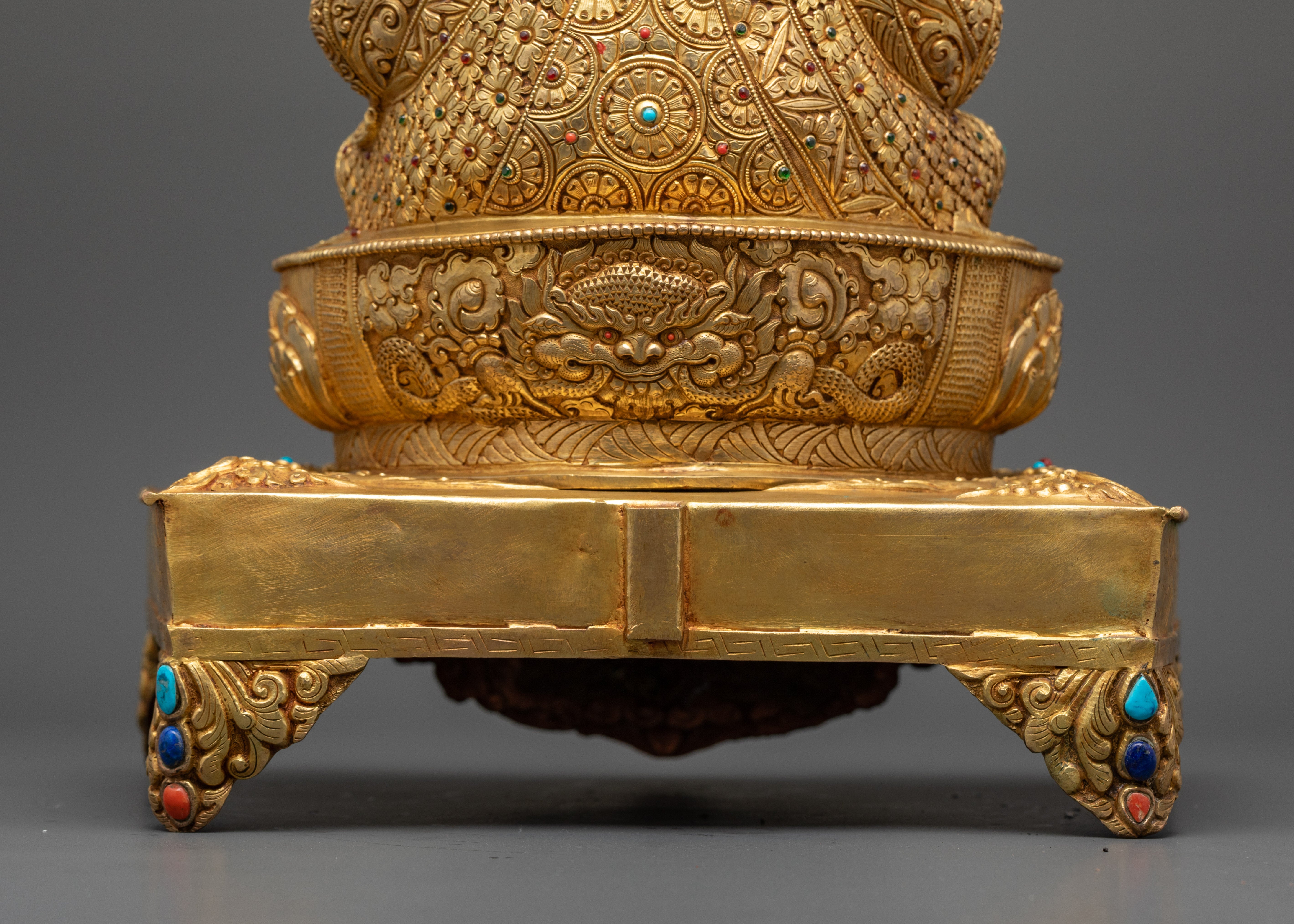 Sacred Padmasambhava Statue on Throne: Unique Nepalese Sculpture