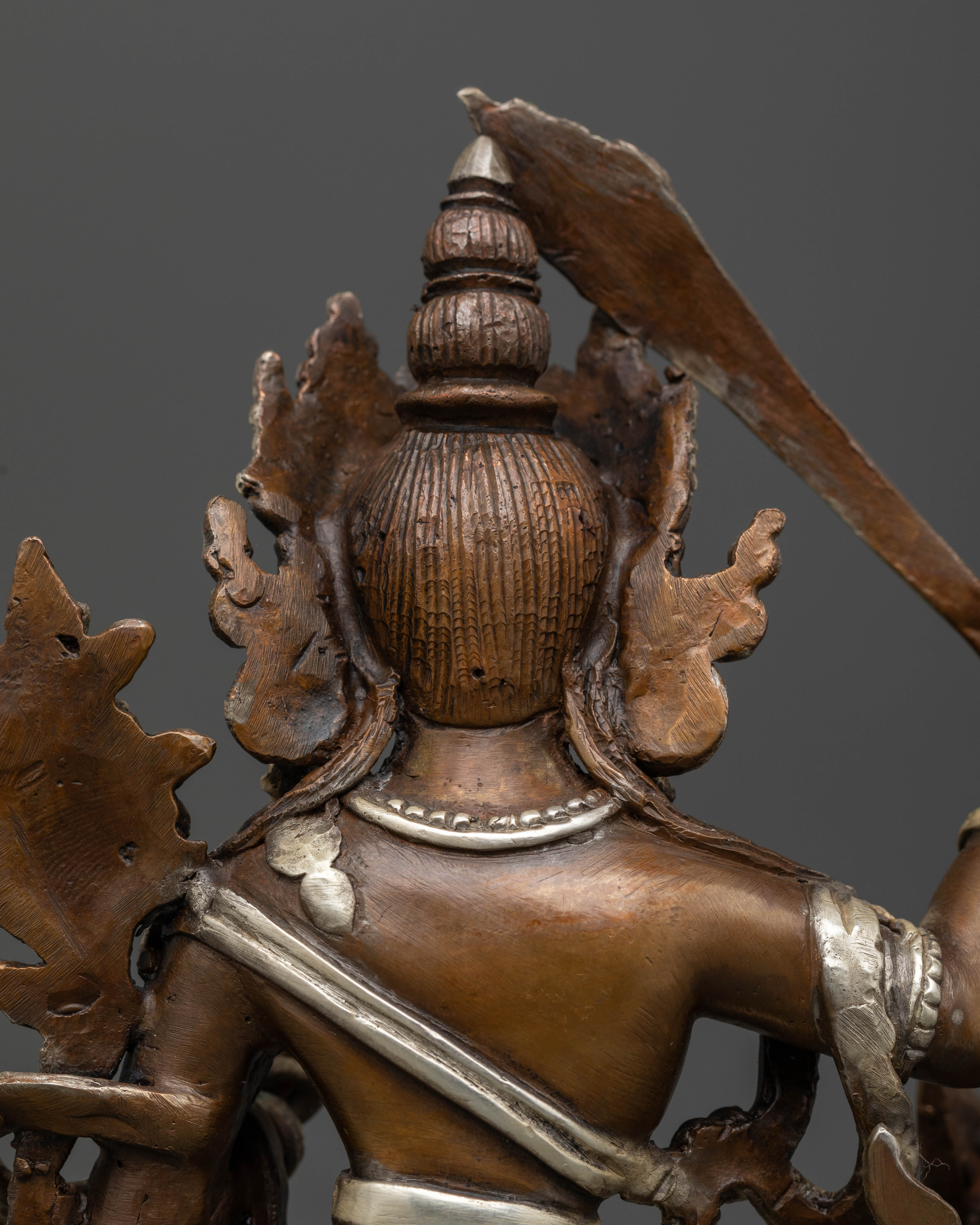 Oxidized Copper Manjushri Statue: Wisdom and Compassion Symbol