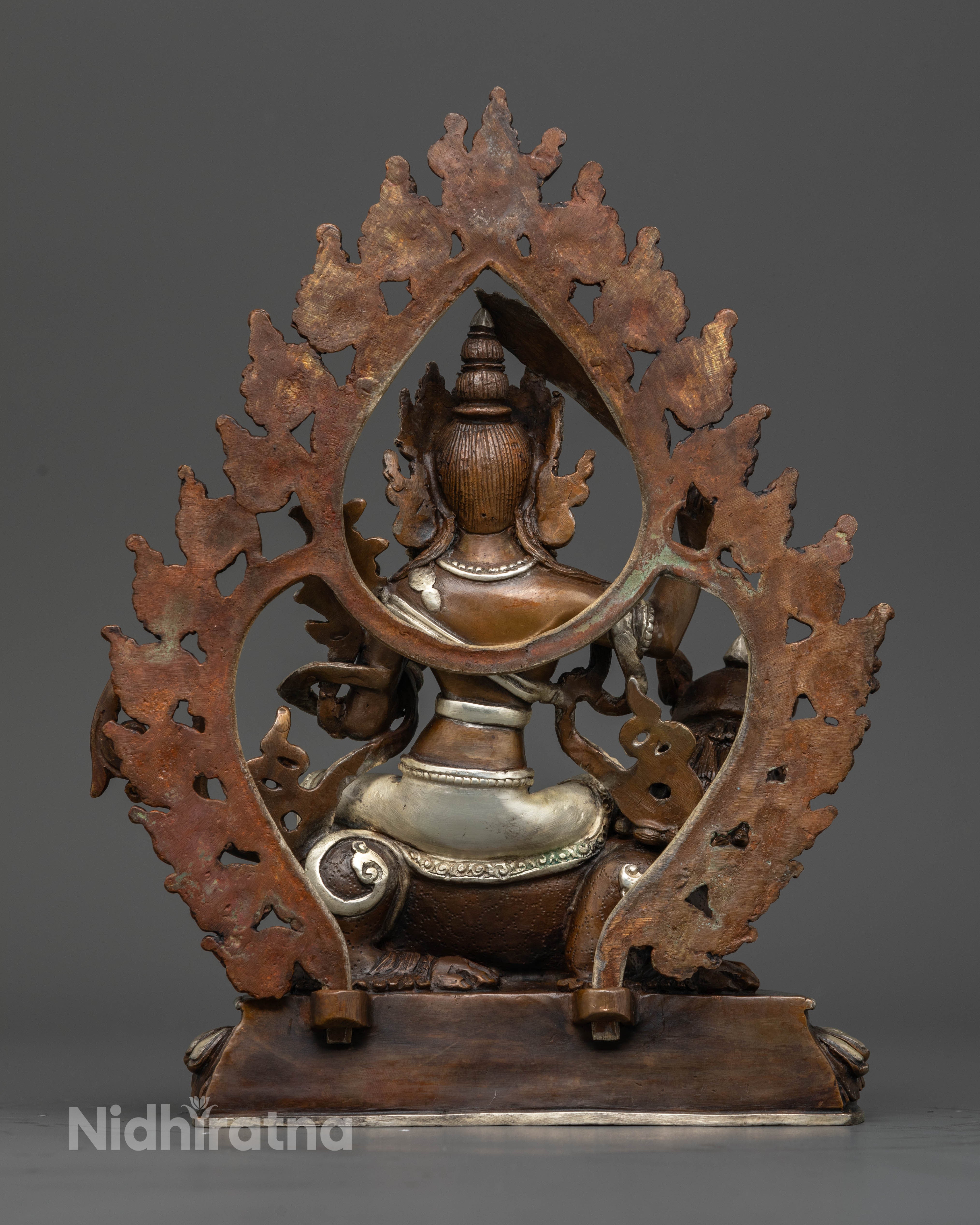 Oxidized Copper Manjushri Statue: Wisdom and Compassion Symbol