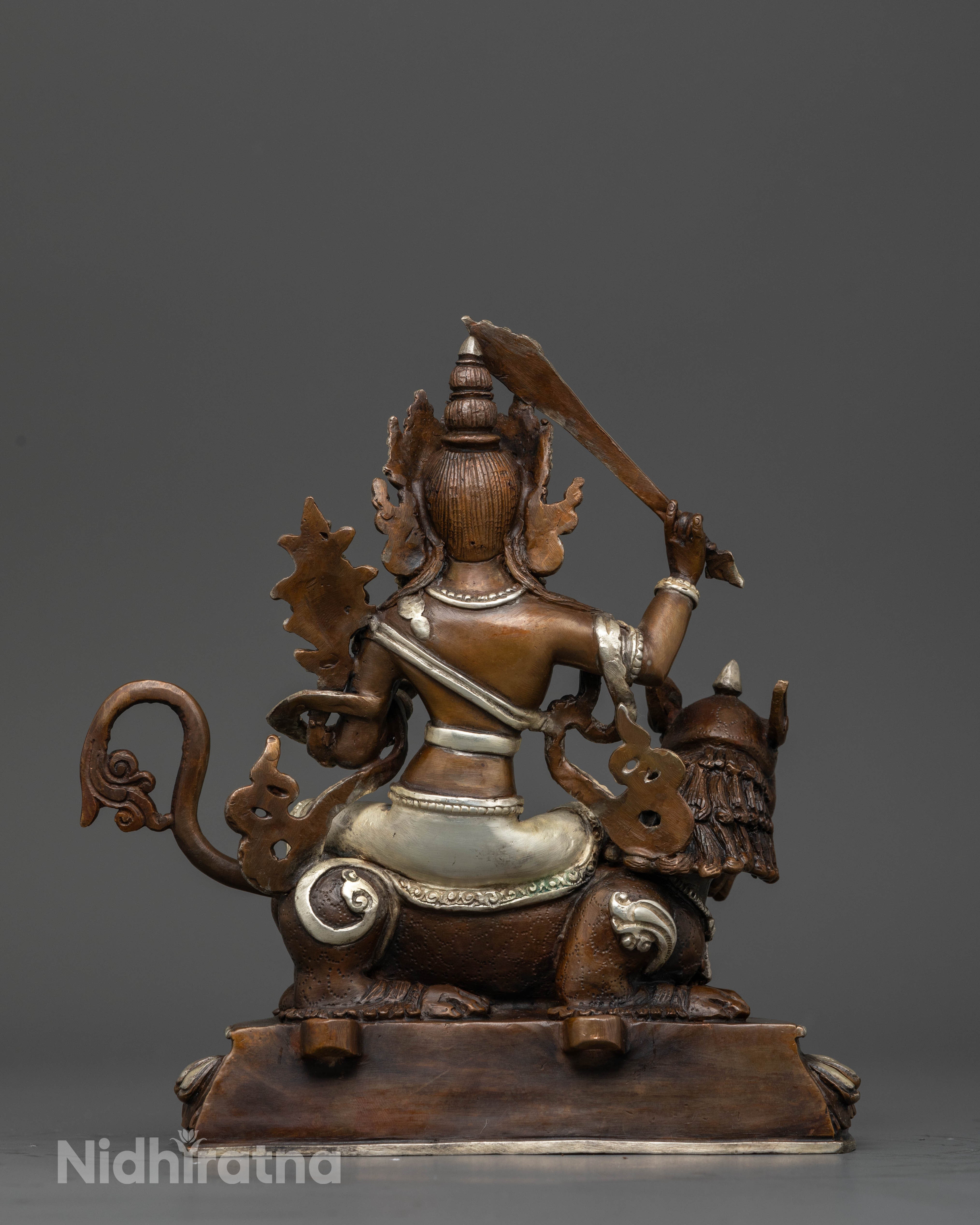 Oxidized Copper Manjushri Statue: Wisdom and Compassion Symbol