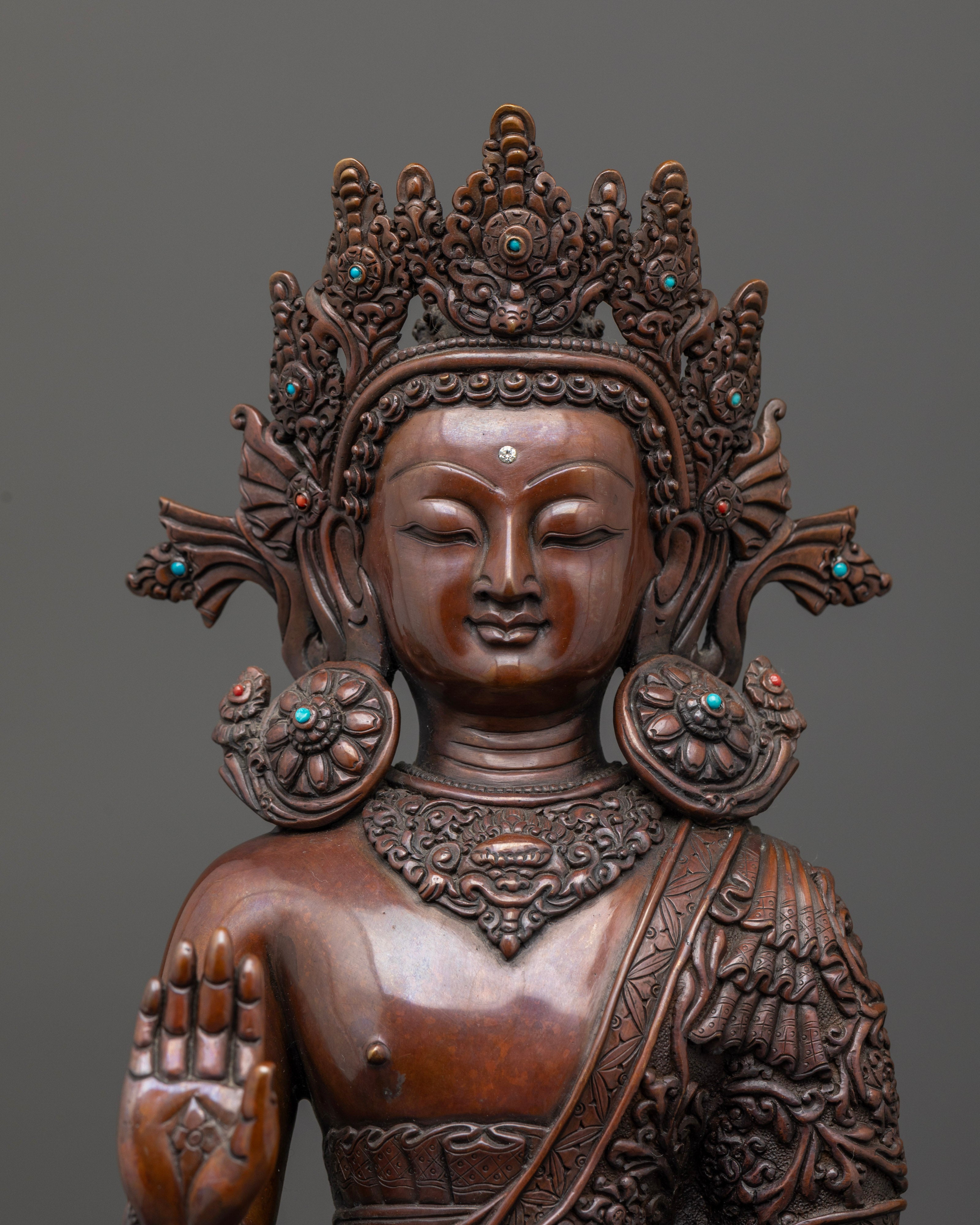 Oxidized Dipankar Buddha Statue: Timeless Antique Design