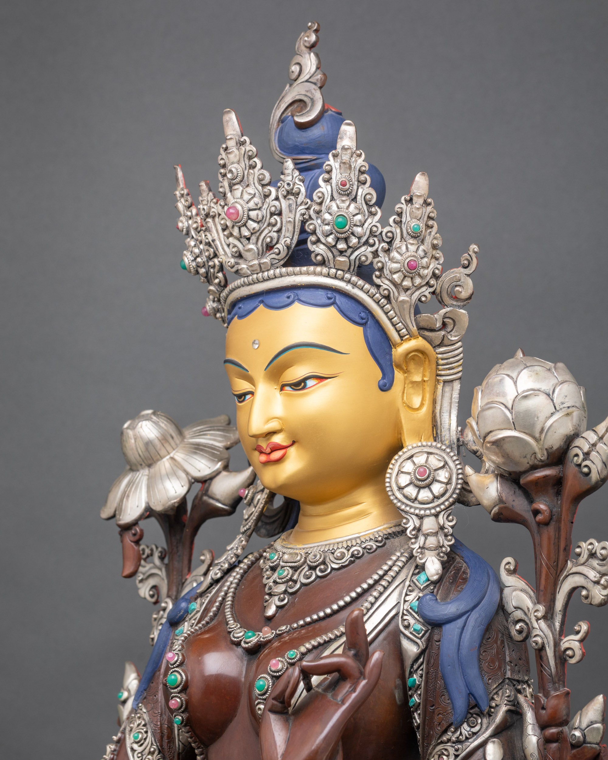Oxidized Green Tara Statue – Tibetan Deity for Blessings and Peace