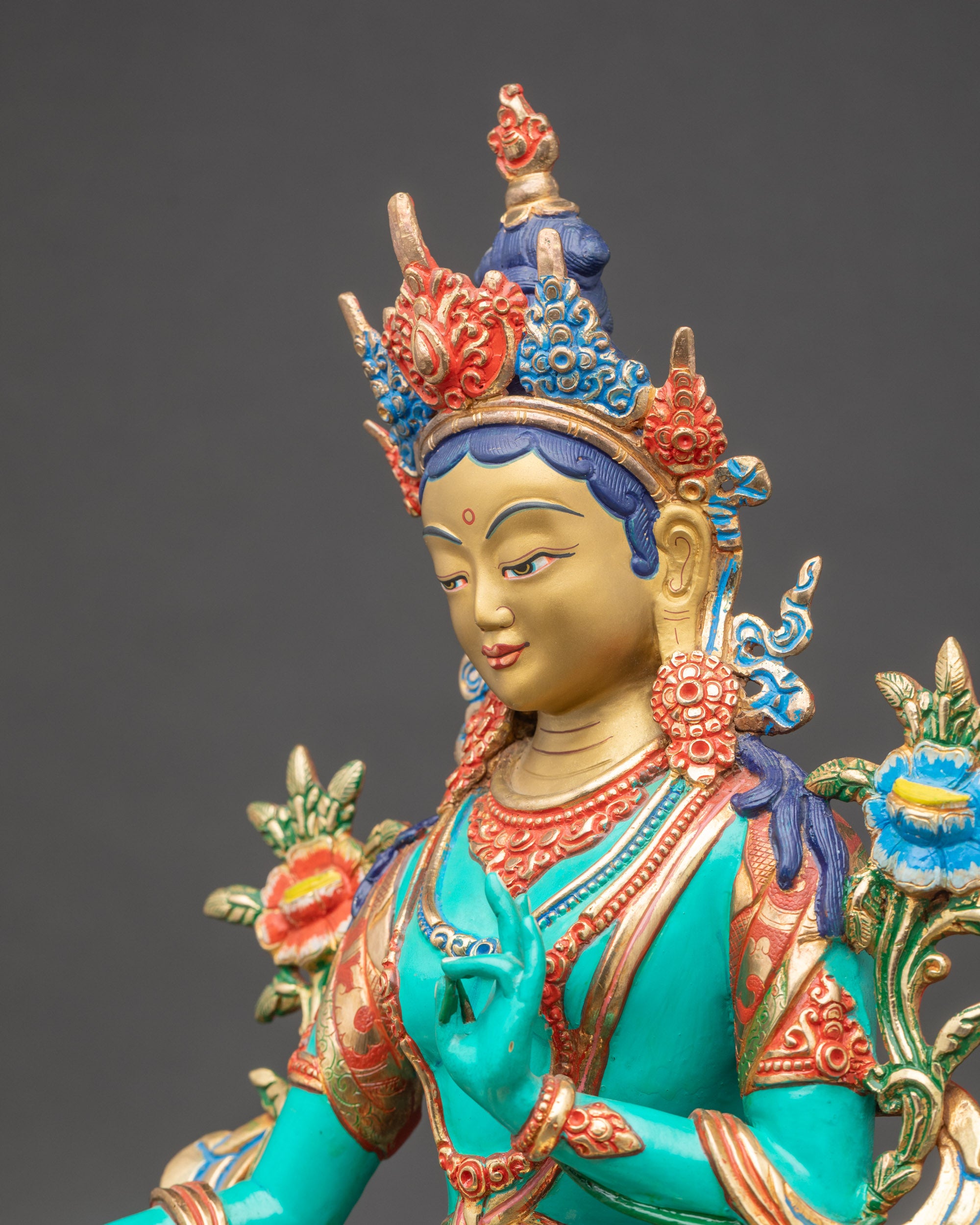 Handcrafted Green Tara Statue – Goddess of Compassion and Protection