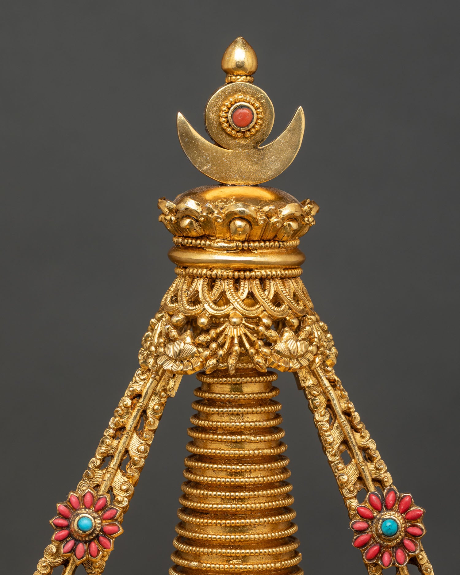 Copper Tibetan Stupa | Buddhist Shrine From Nepal
