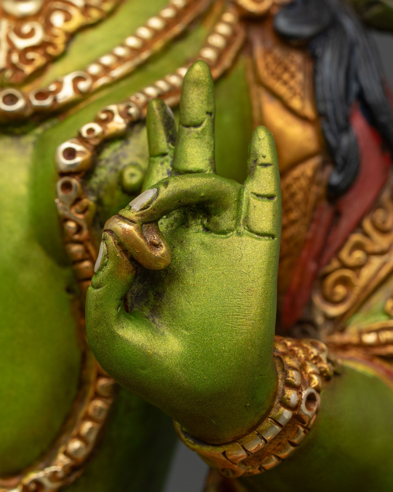 Green Tara Statue | Hand-Painted Nepali Buddhist Art