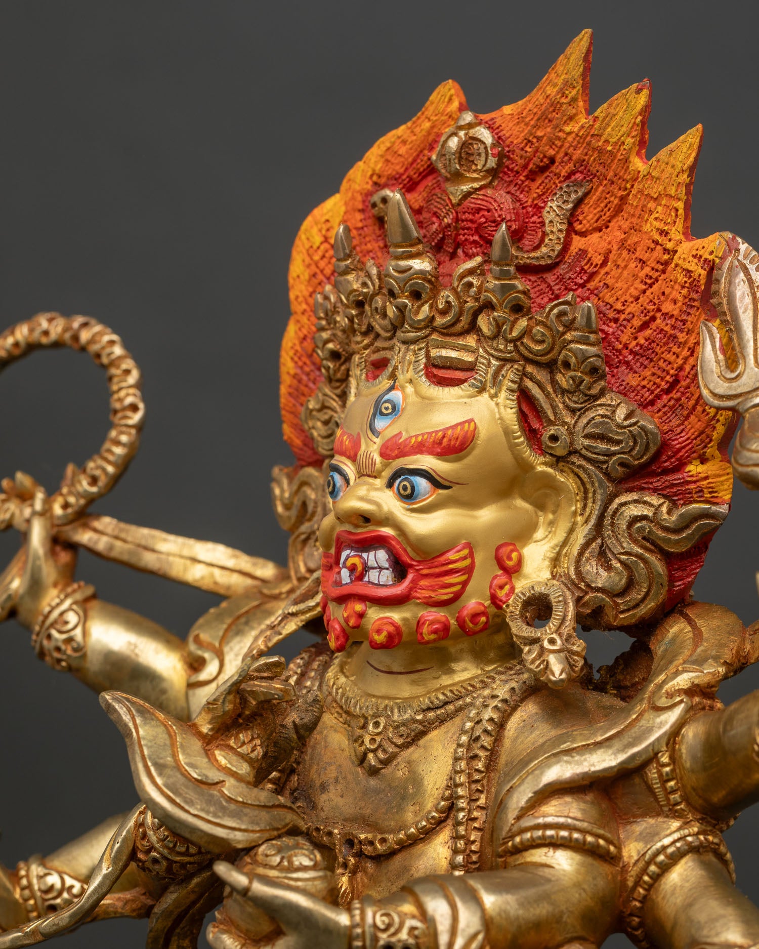 Six Armed Mahakala Copper Statue | Fierce Protector of Dharma
