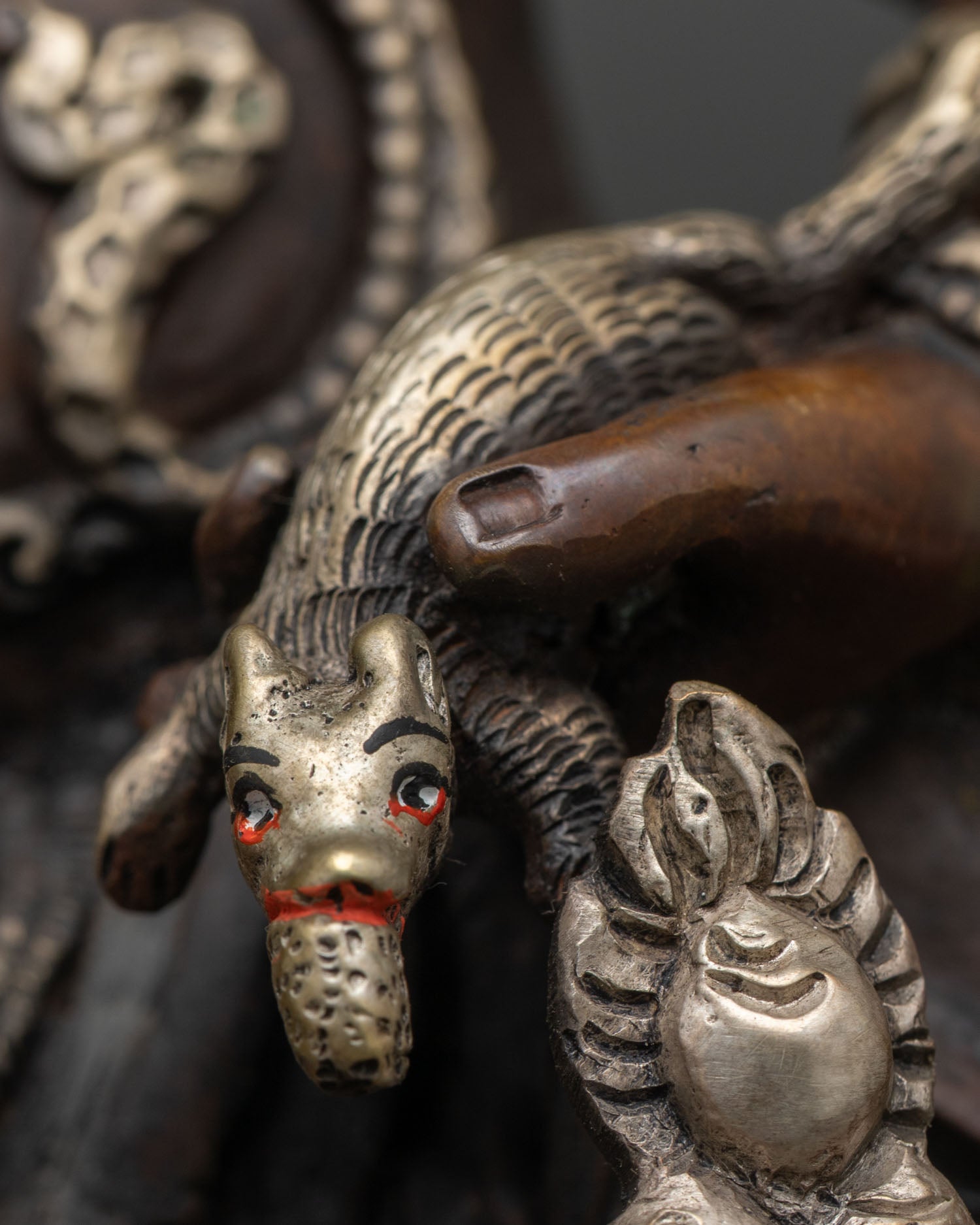 Handmade Dzambhala | Oxidized Silver-Plated Copper Sculpture