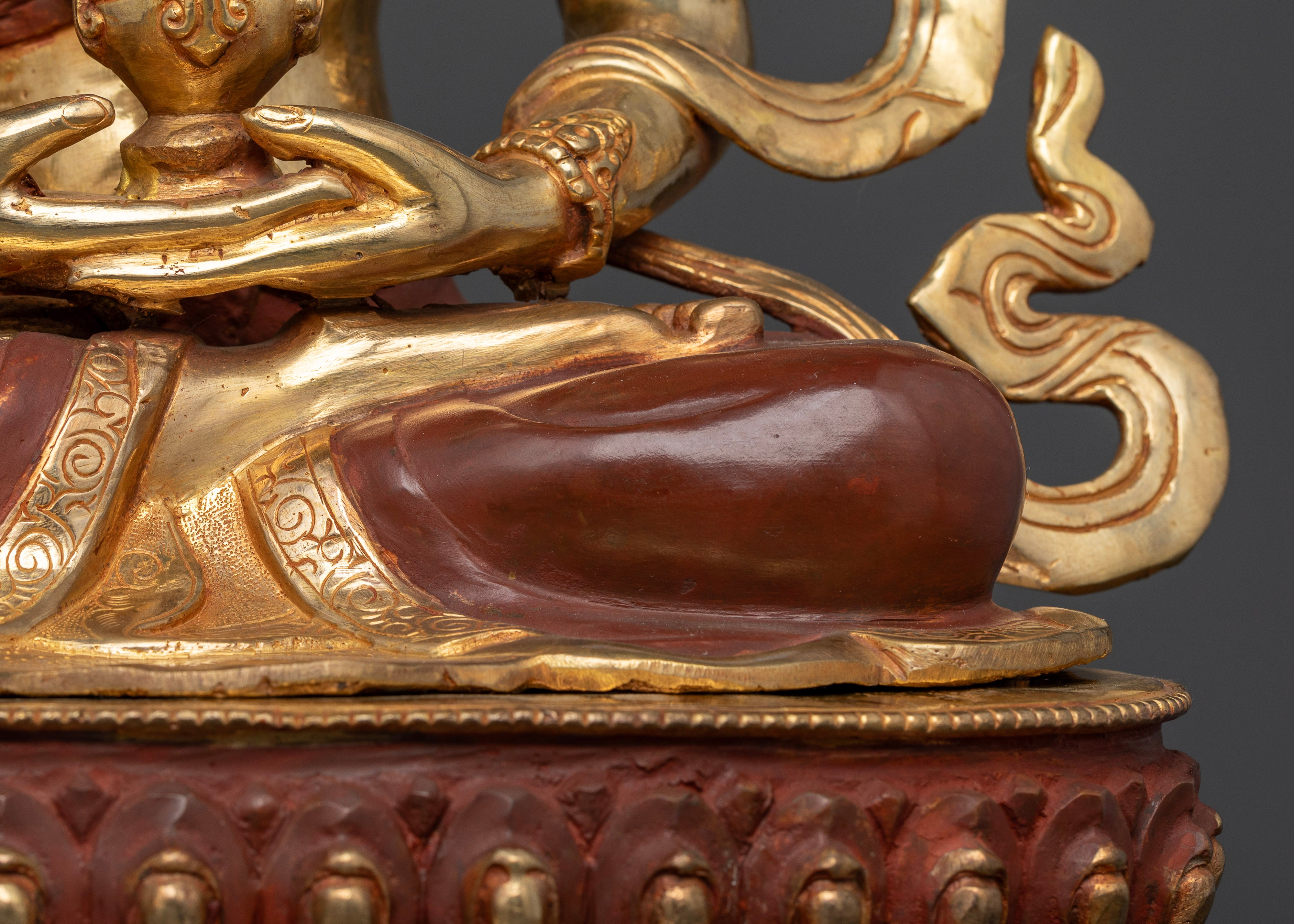 Transcendent Duality: Half-Oxidized, Half-Gold Amitayus Statue