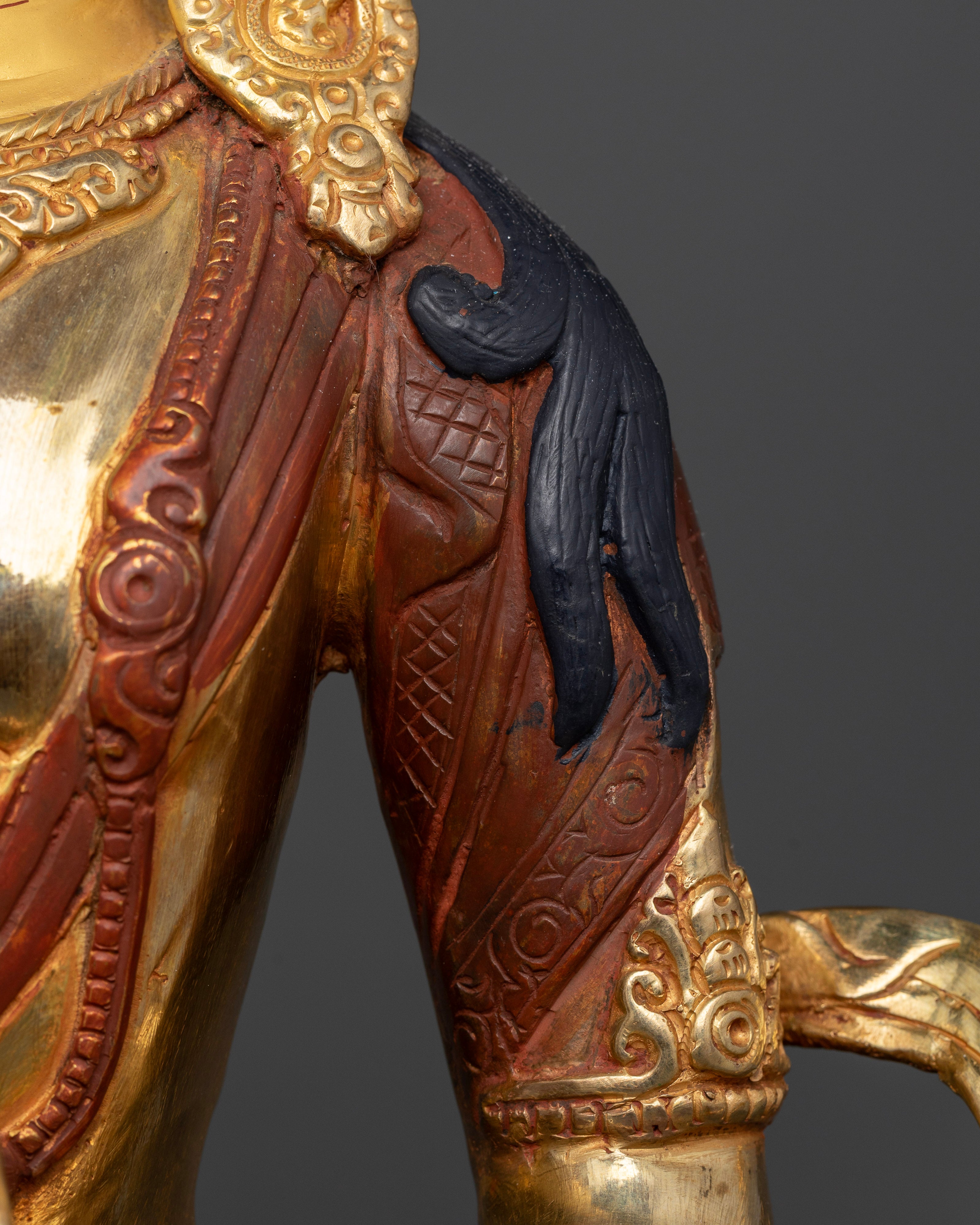 Transcendent Duality: Half-Oxidized, Half-Gold Amitayus Statue