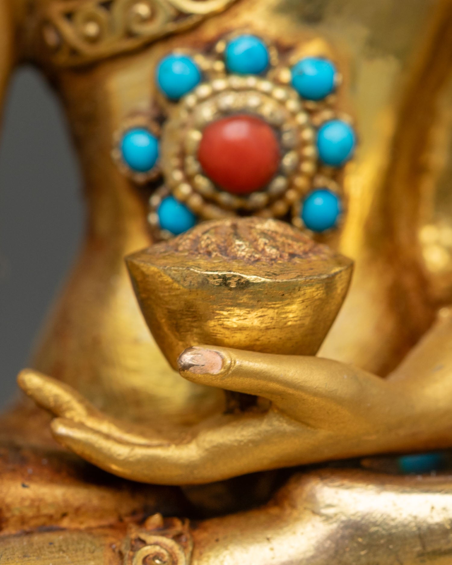 Buddha Shakyamuni Statue on Ornate Throne | Spiritual Altar Art