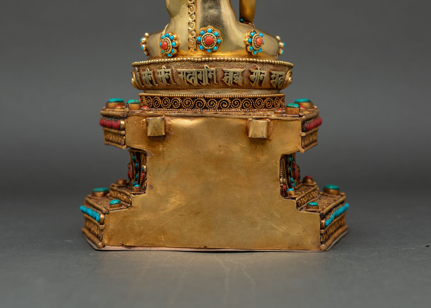 Buddha Shakyamuni Statue on Ornate Throne | Spiritual Altar Art