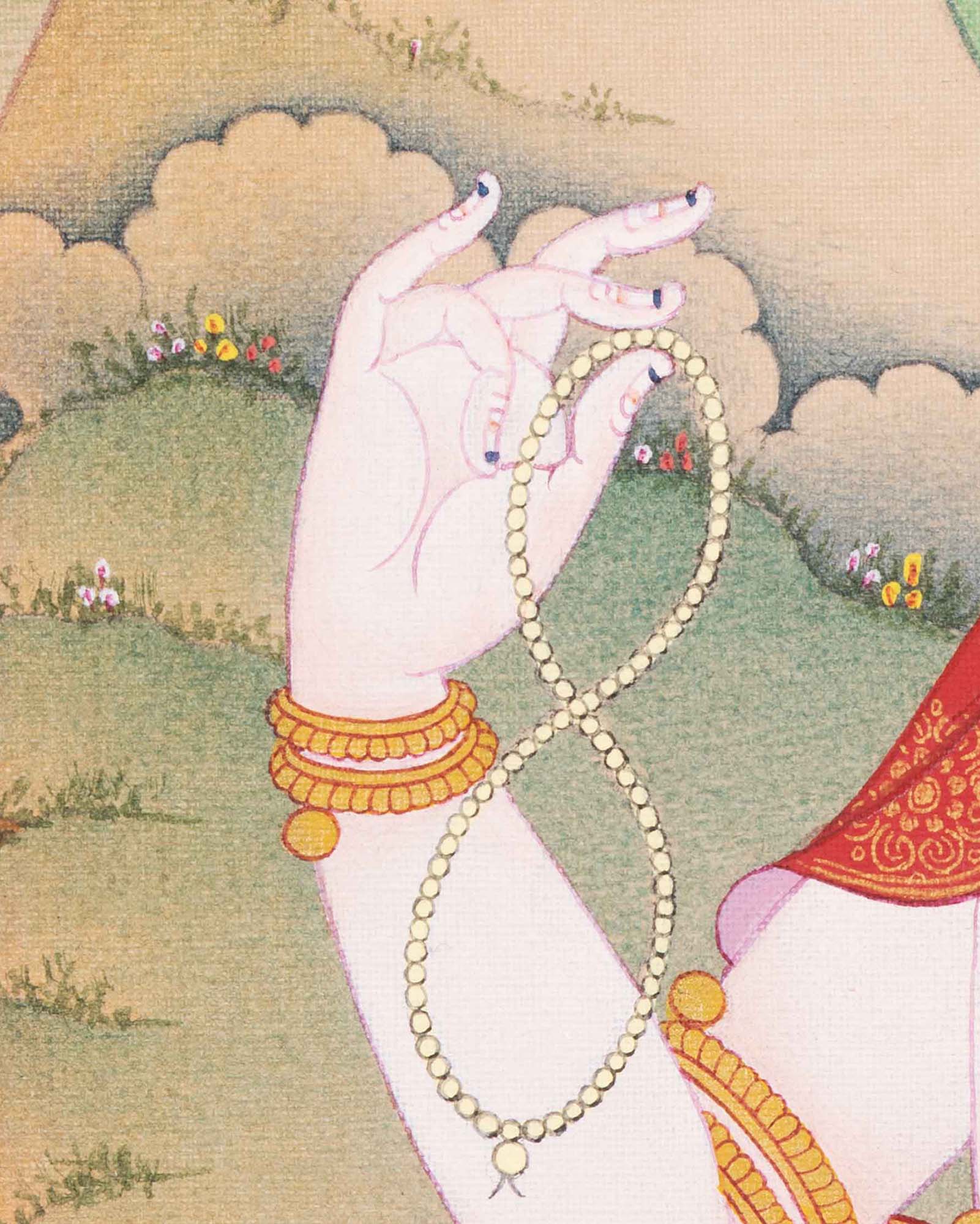 Chenrezig Thangka Print – Tibetan Buddhist Wall Art from Nepal