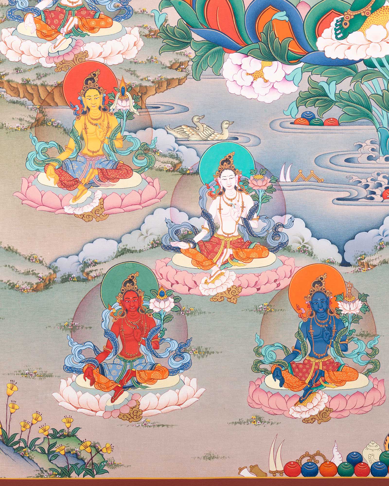 Twenty-One Taras Thangka Print for Prayer and Wall Decor