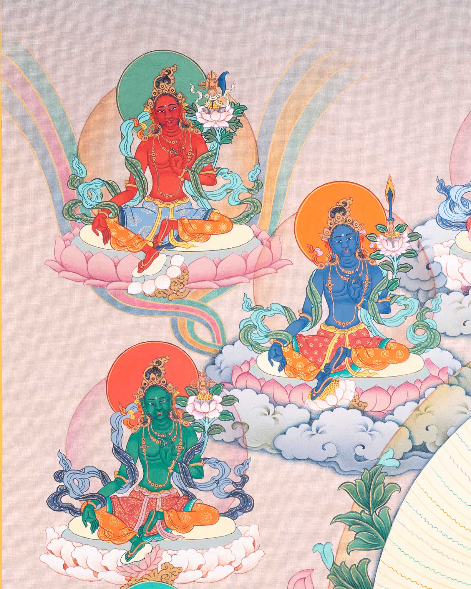 Twenty-One Taras Thangka Print for Prayer and Wall Decor