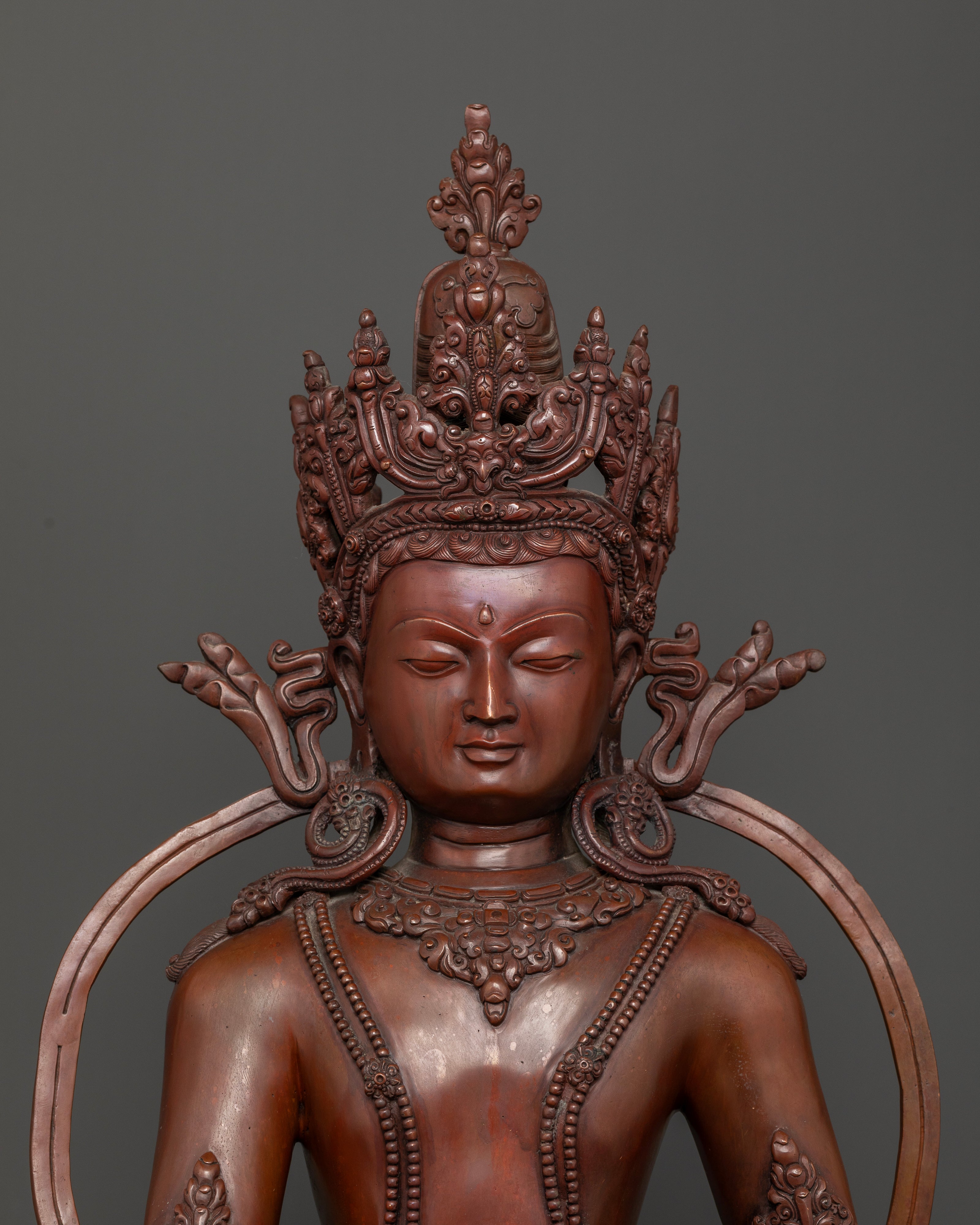 The Crown of Compassion: Buddha Shakyamuni in Antique Oxidized Form