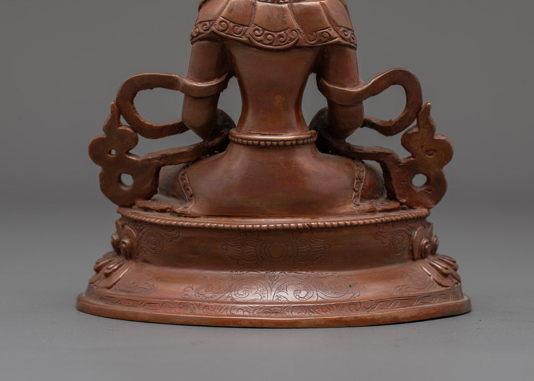 Handmade Amitayus Statue | Intricate Design on Double Lotus Base