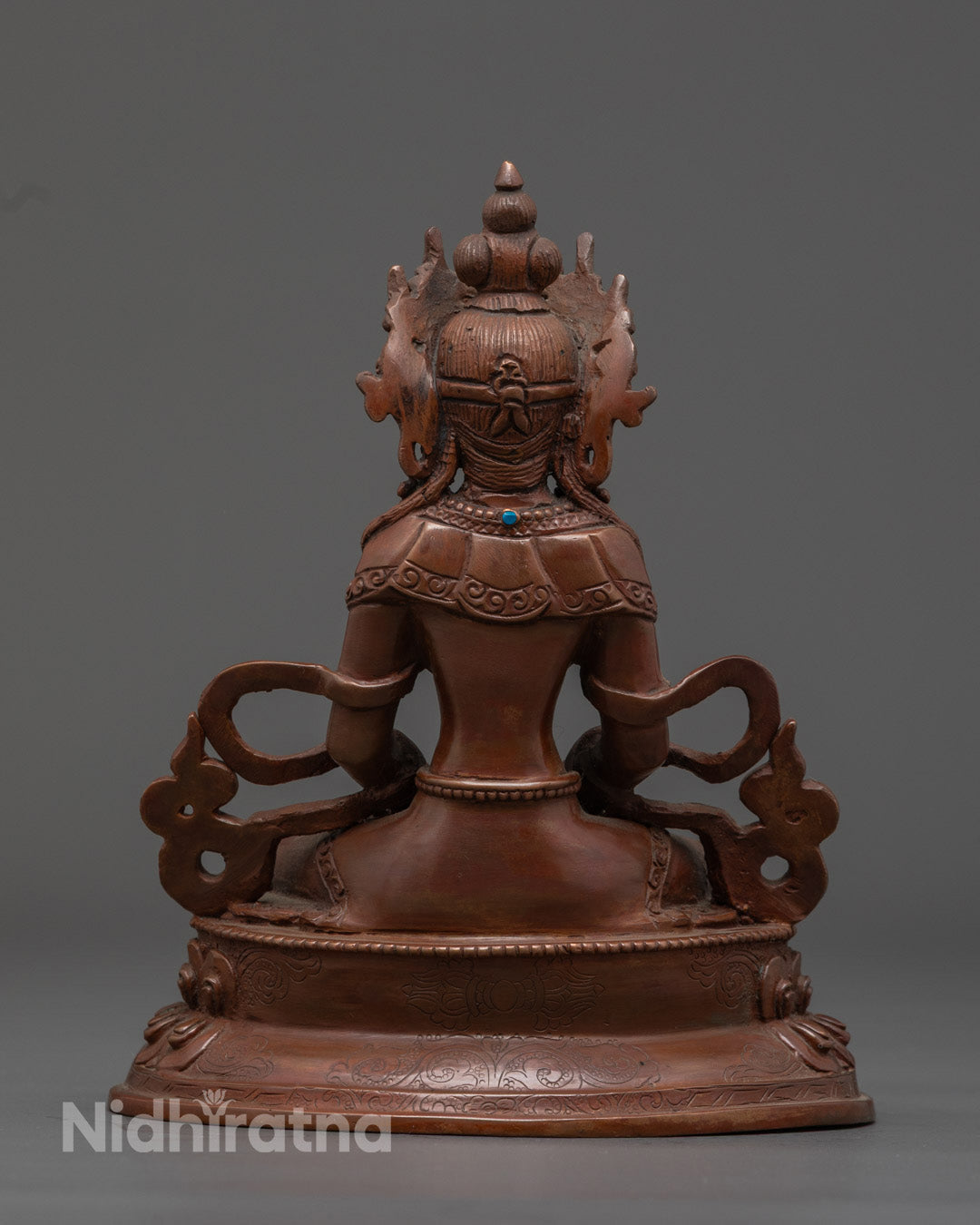 Handmade Amitayus Statue | Intricate Design on Double Lotus Base