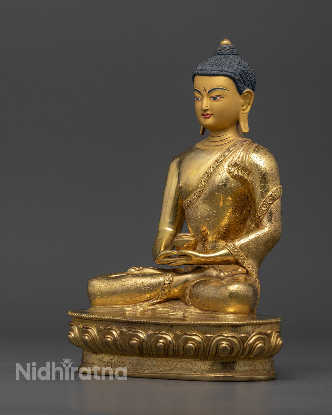 Amitabha Buddha Statue | Beautiful Gold-Plated Face